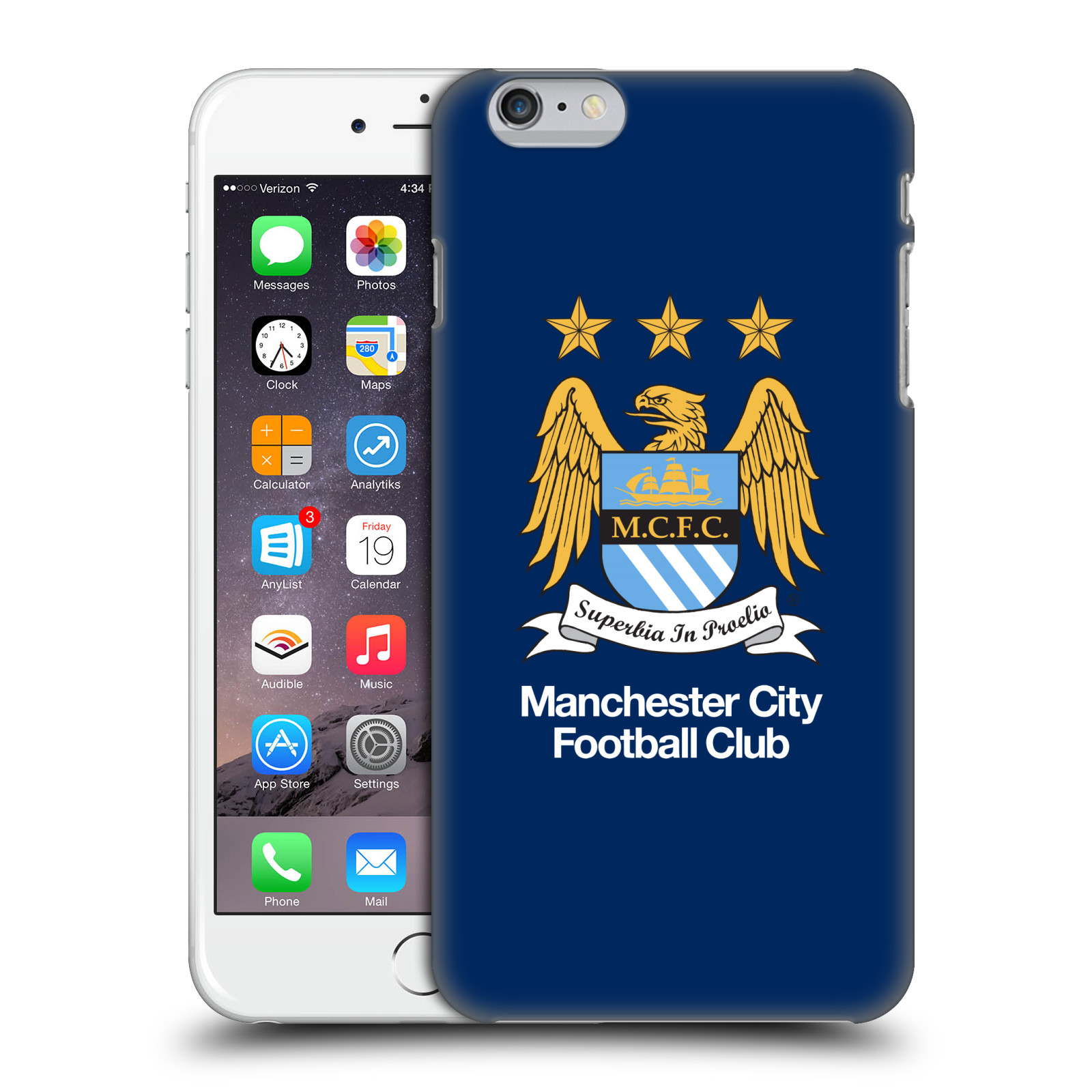 Plastové pouzdro pro mobil Apple Iphone 6 PLUS / 6S PLUS Fotbalový klub Manchester City modré pozadí velký znak