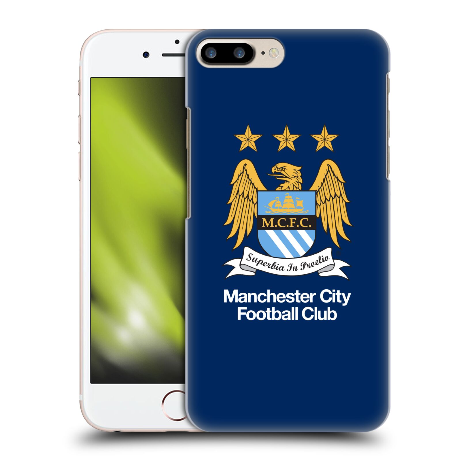 Plastové pouzdro pro mobil Apple Iphone 8 PLUS Fotbalový klub Manchester City modré pozadí velký znak