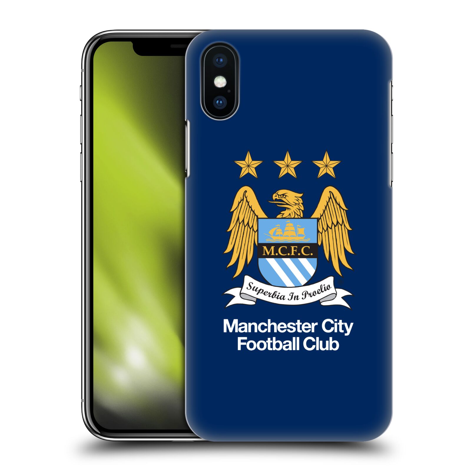 HEAD CASE plastový obal na mobil Apple Iphone X / XS Fotbalový klub Manchester City modré pozadí velký znak