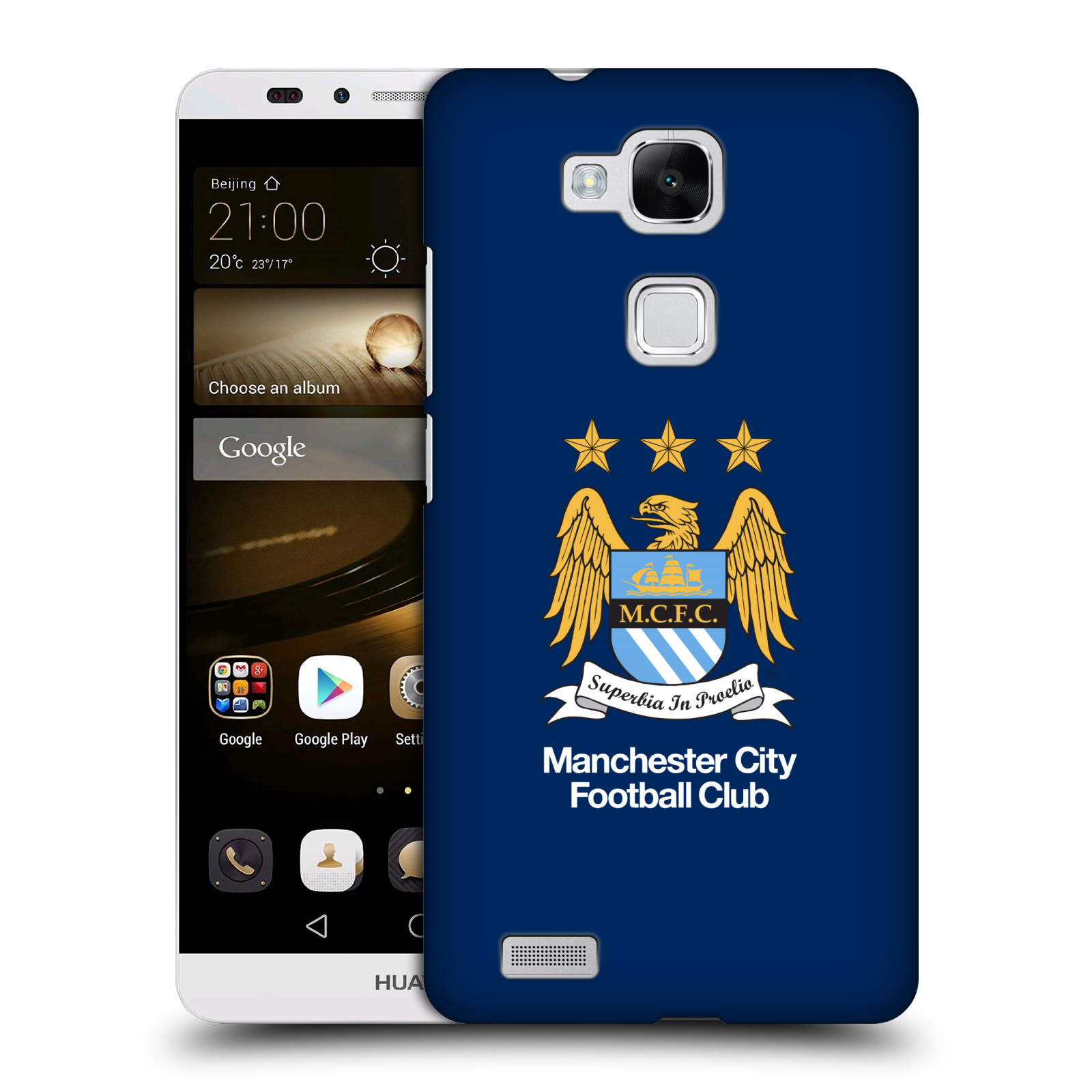 HEAD CASE plastový obal na mobil Huawei Mate 7 Fotbalový klub Manchester City modré pozadí velký znak