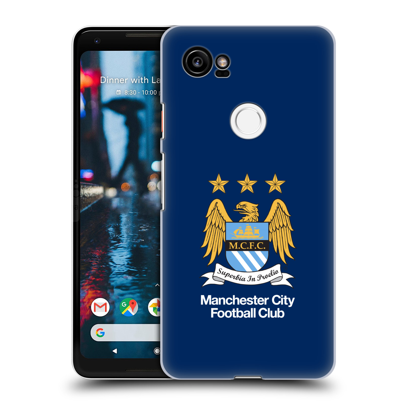 HEAD CASE plastový obal na mobil Google Pixel 2 XL Fotbalový klub Manchester City modré pozadí velký znak