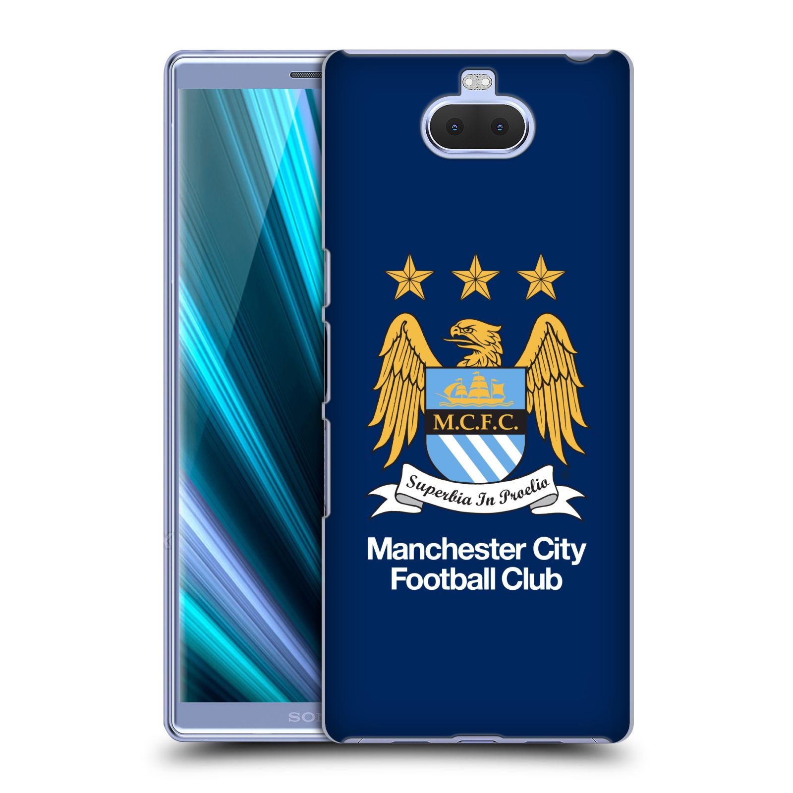 Pouzdro na mobil Sony Xperia 10 - Head Case - Fotbalový klub Manchester City modré pozadí velký znak