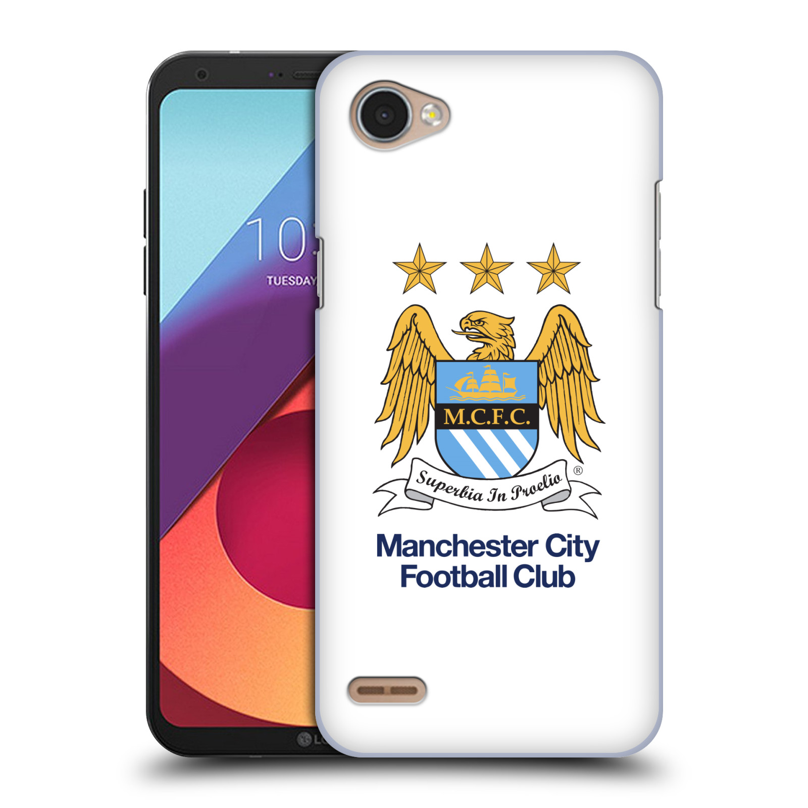 HEAD CASE plastový obal na mobil LG Q6 / Q6 PLUS Fotbalový klub Manchester City bílé pozadí velký znak pták