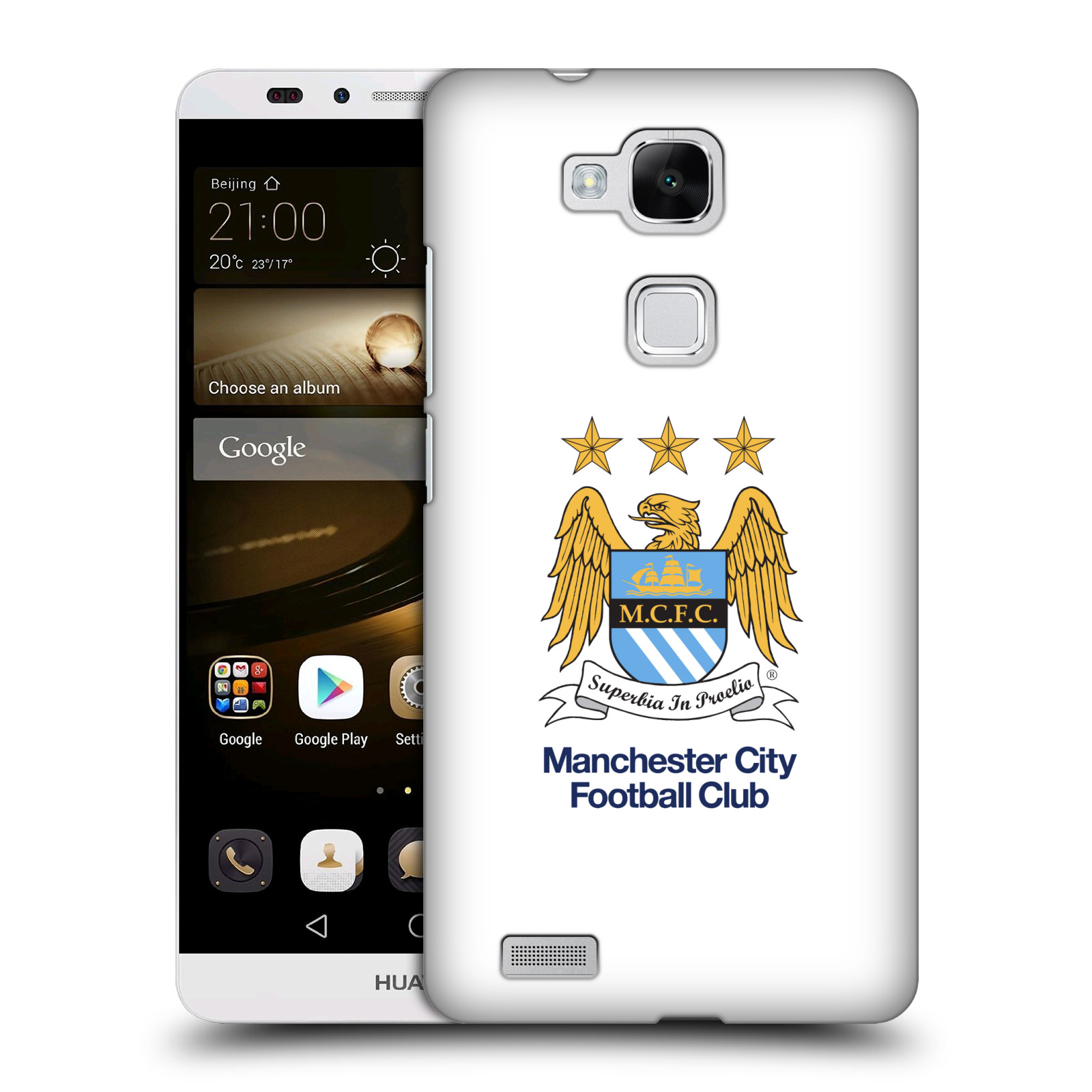 HEAD CASE plastový obal na mobil Huawei Mate 7 Fotbalový klub Manchester City bílé pozadí velký znak pták