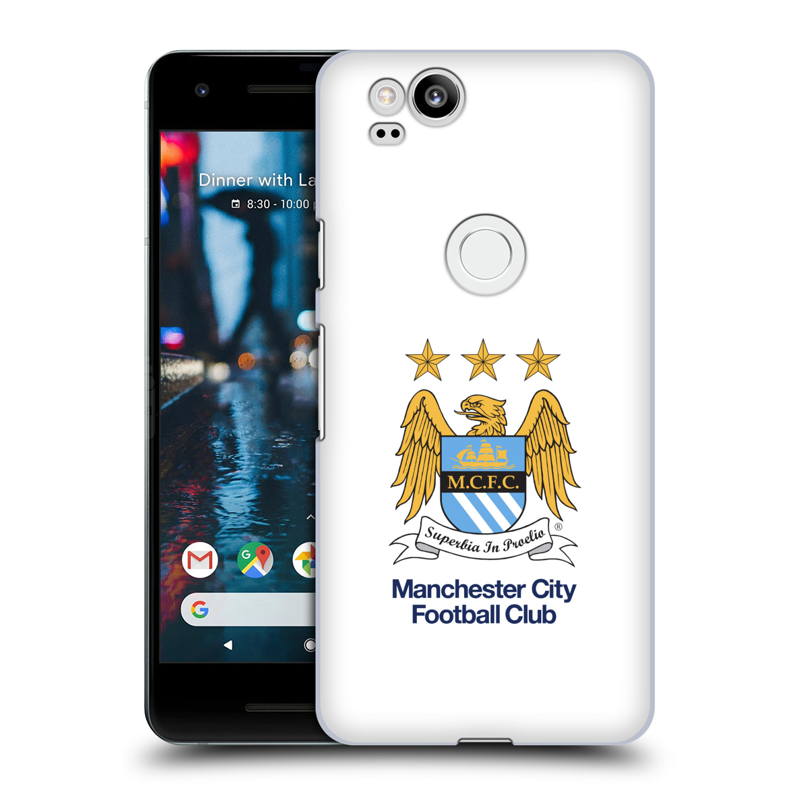 HEAD CASE plastový obal na mobil Google Pixel 2 Fotbalový klub Manchester City bílé pozadí velký znak pták