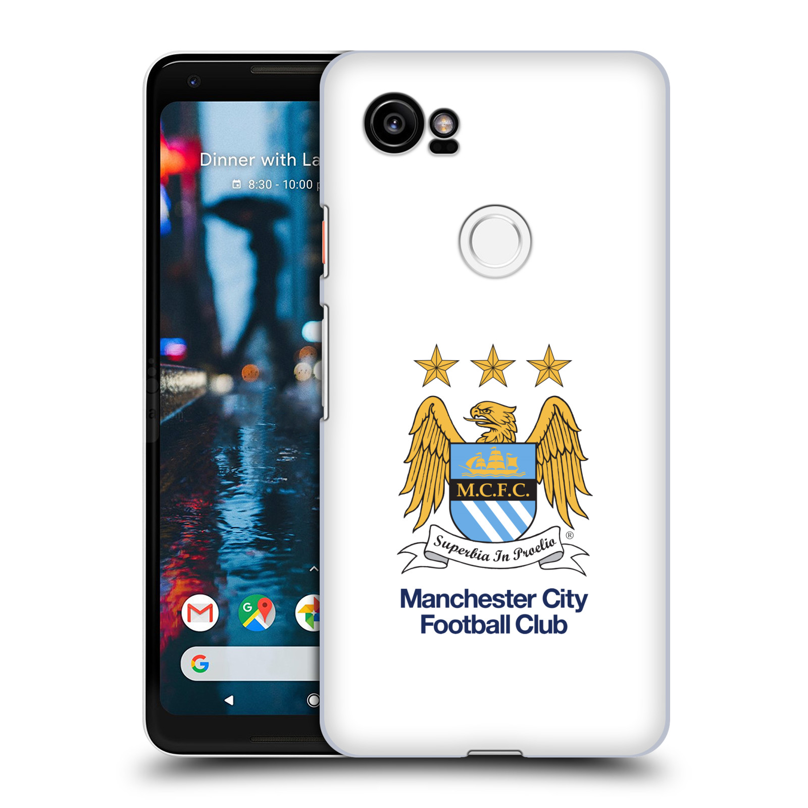 HEAD CASE plastový obal na mobil Google Pixel 2 XL Fotbalový klub Manchester City bílé pozadí velký znak pták