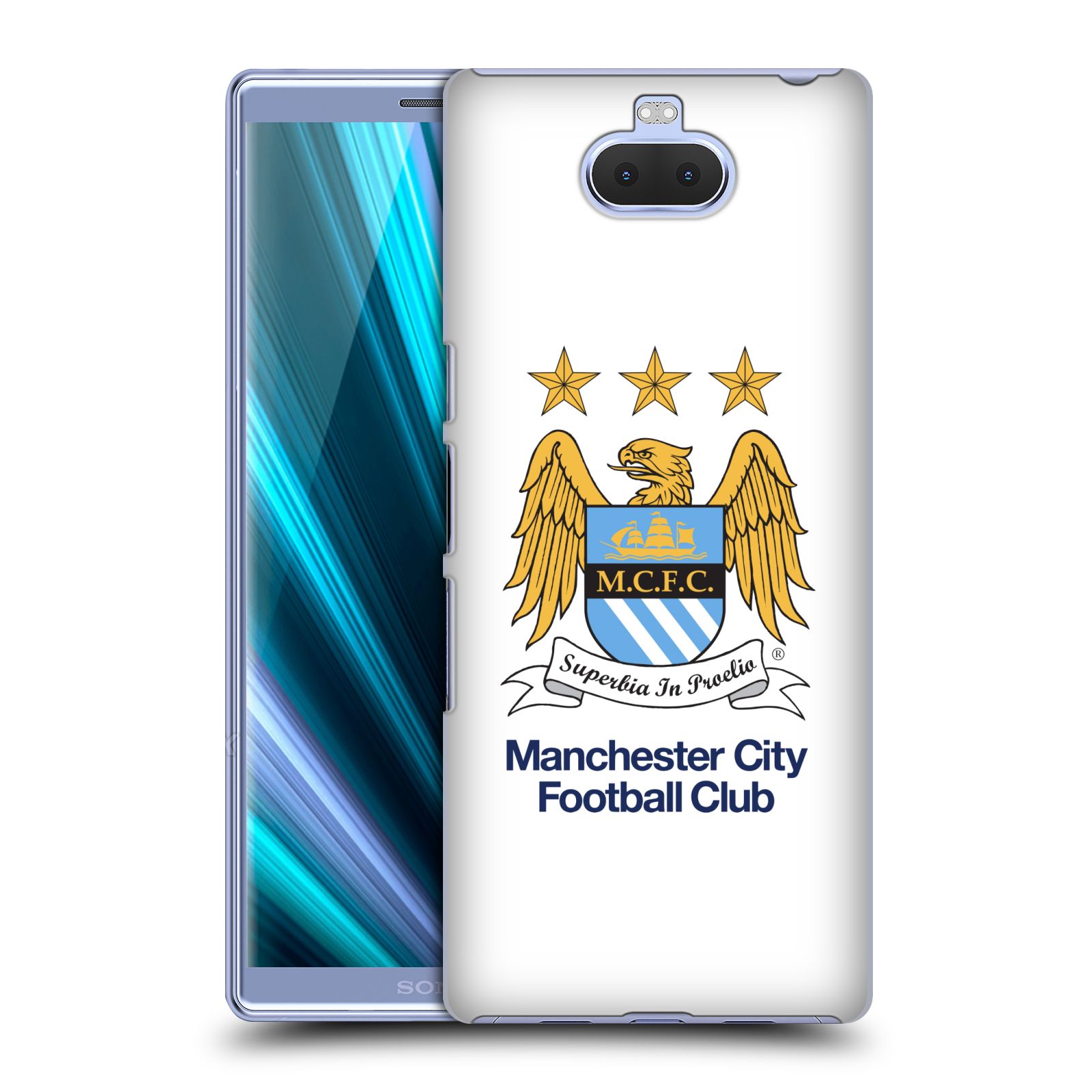 Pouzdro na mobil Sony Xperia 10 - Head Case - Fotbalový klub Manchester City bílé pozadí velký znak pták