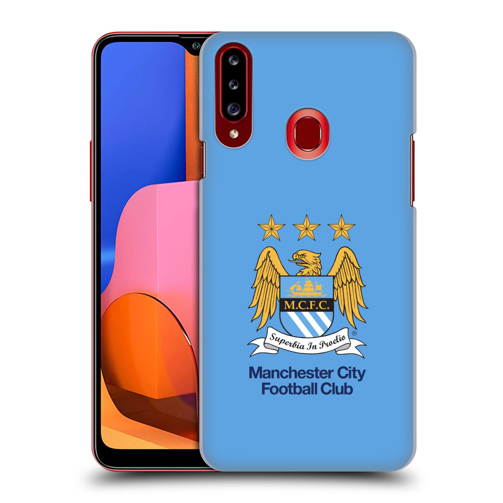 HEAD CASE plastový obal na mobil Samsung Galaxy A20s Fotbalový klub Manchester City nebesky modrá pozadí velký znak pták