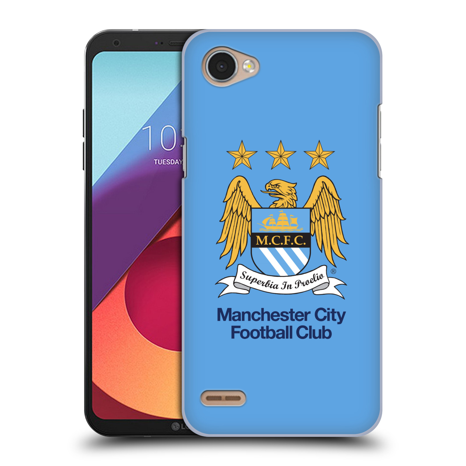 HEAD CASE plastový obal na mobil LG Q6 / Q6 PLUS Fotbalový klub Manchester City nebesky modrá pozadí velký znak pták
