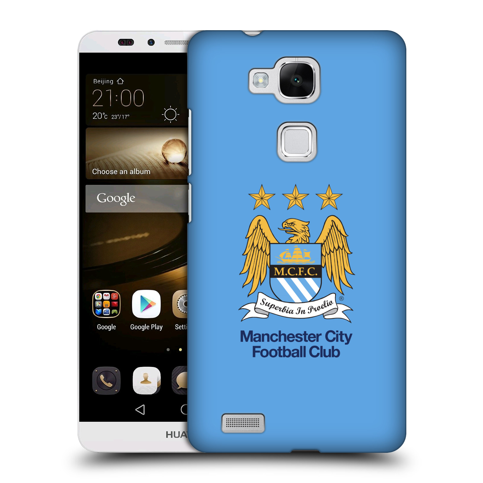 HEAD CASE plastový obal na mobil Huawei Mate 7 Fotbalový klub Manchester City nebesky modrá pozadí velký znak pták