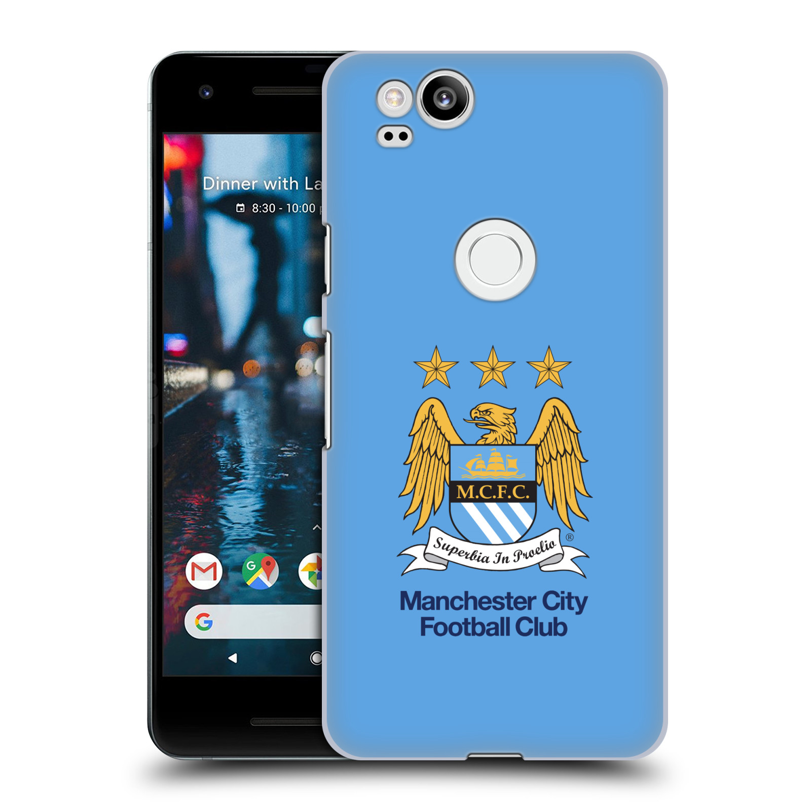 HEAD CASE plastový obal na mobil Google Pixel 2 Fotbalový klub Manchester City nebesky modrá pozadí velký znak pták