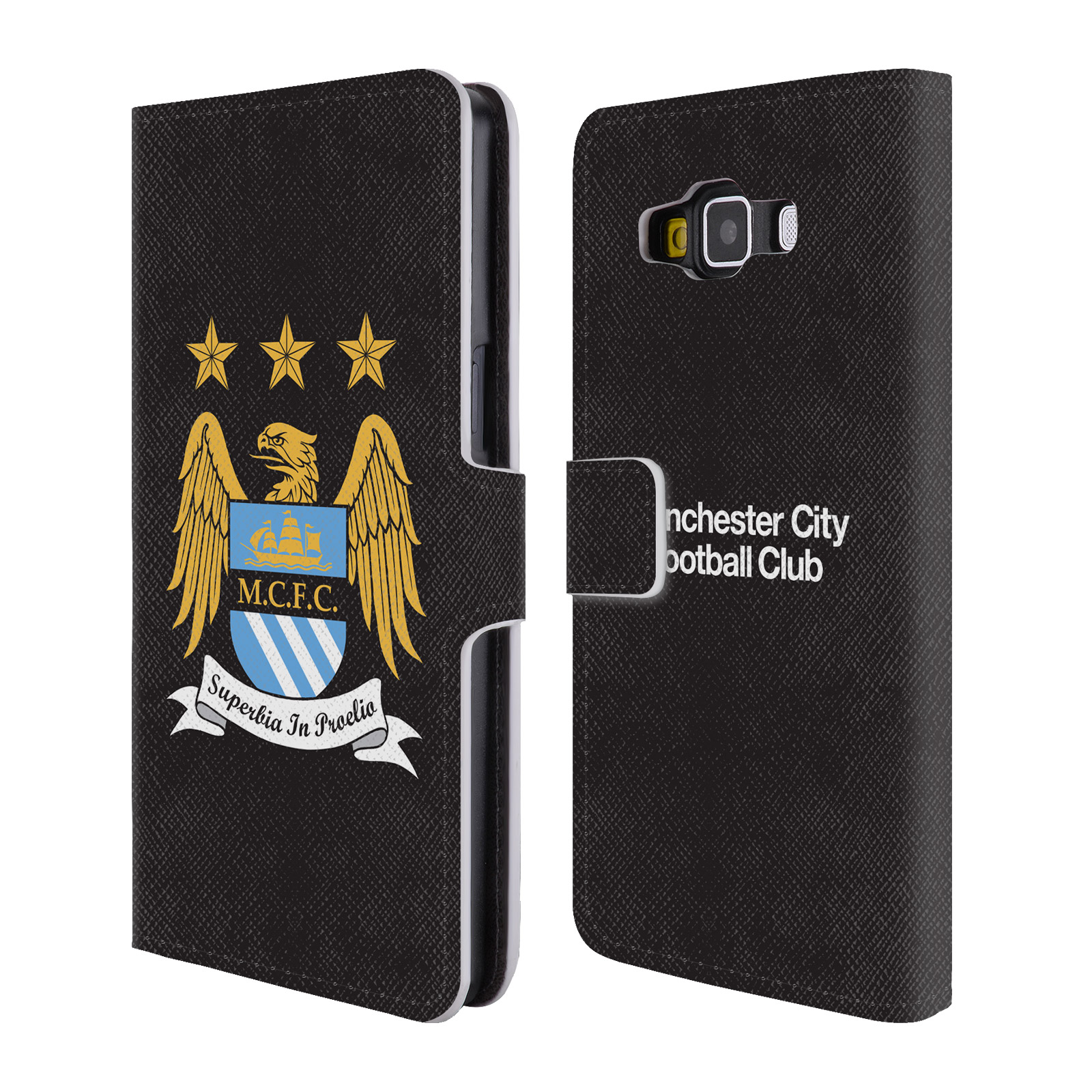 HEAD CASE Flipové pouzdro pro mobil Samsung Galaxy A5 (A500F) Oficiální Manchester City znak a černé pozadí
