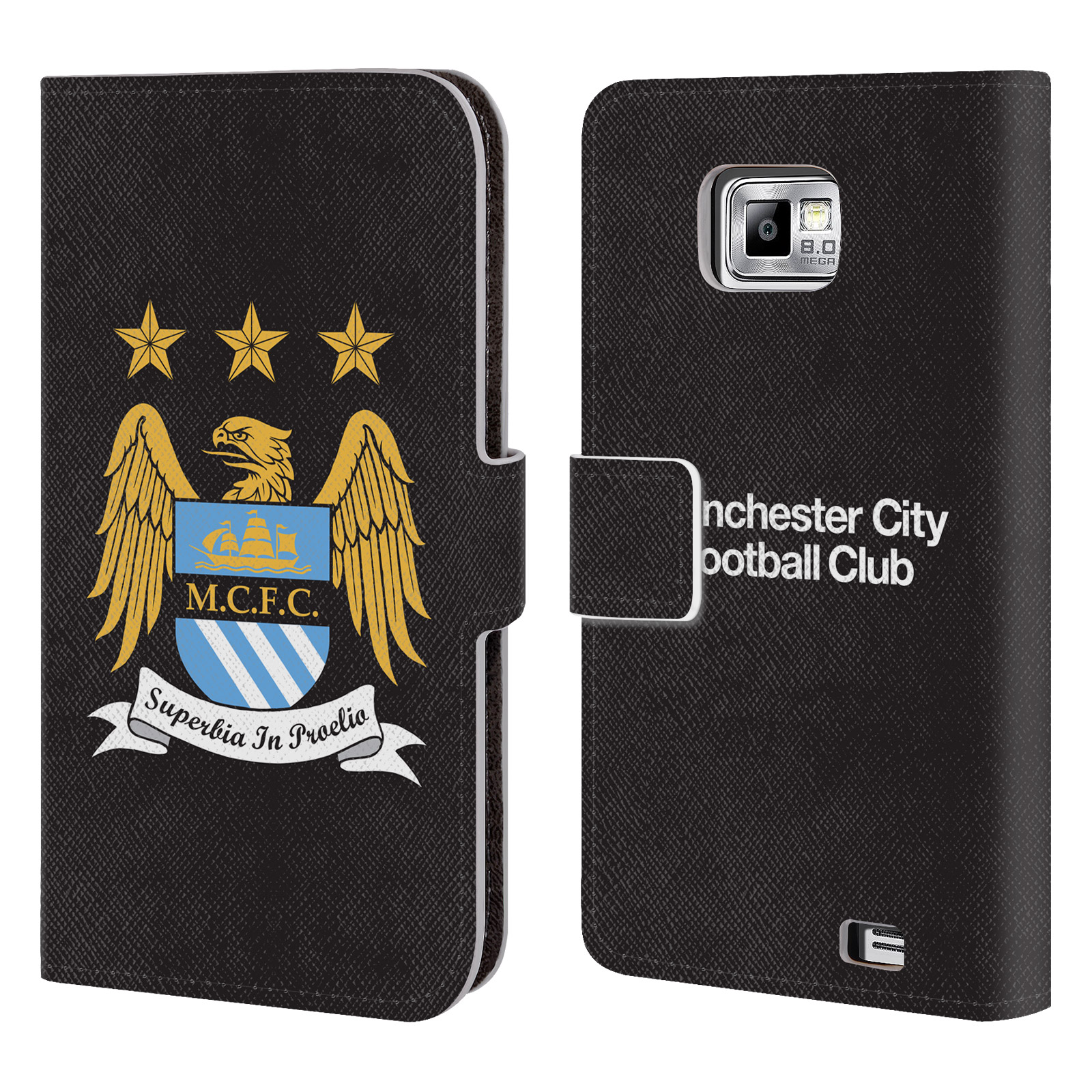 HEAD CASE Flipové pouzdro pro mobil Samsung Galaxy S2 (i9100) Oficiální Manchester City znak a černé pozadí