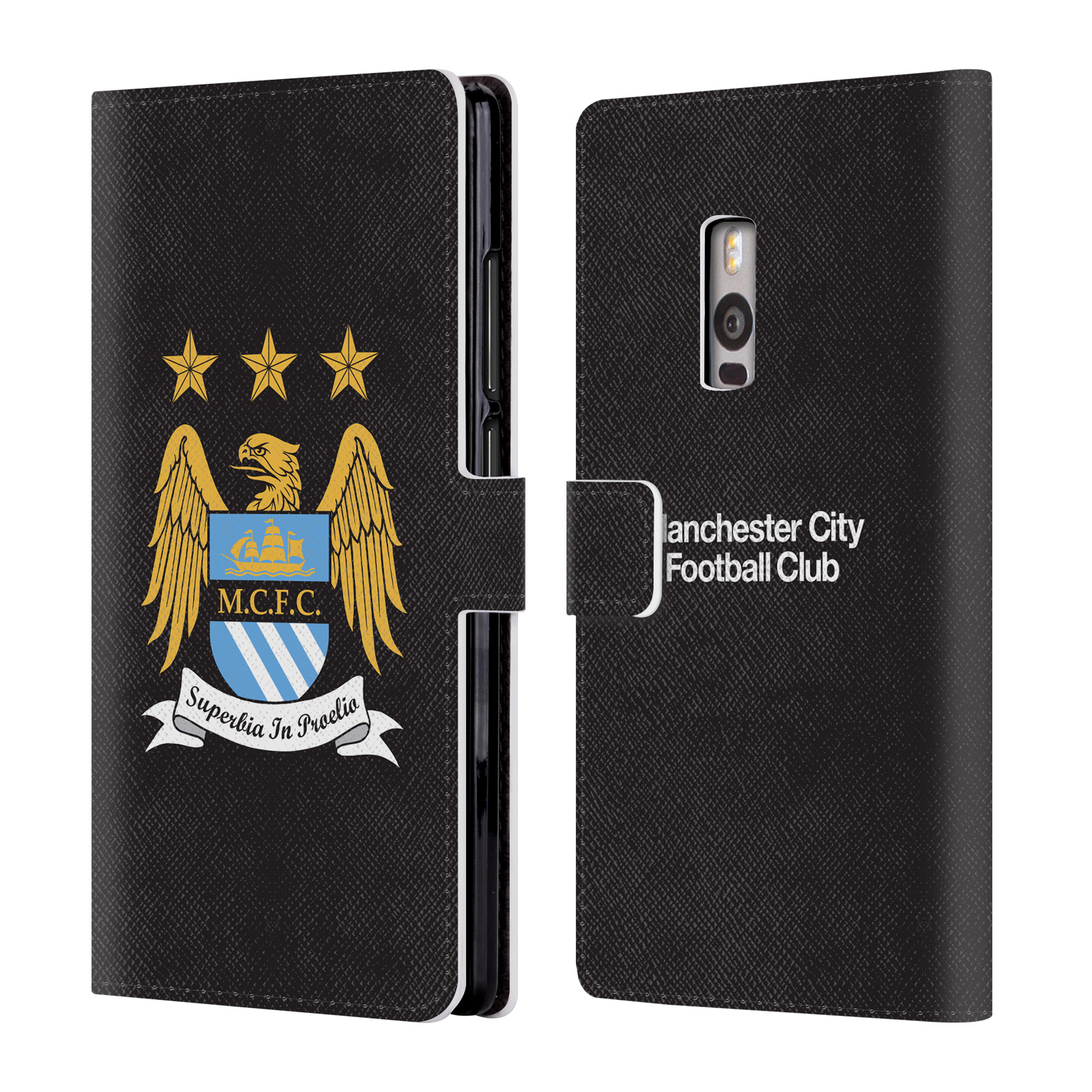 HEAD CASE Flipové pouzdro pro mobil OnePlus 2 ( TWO ) Oficiální Manchester City znak a černé pozadí