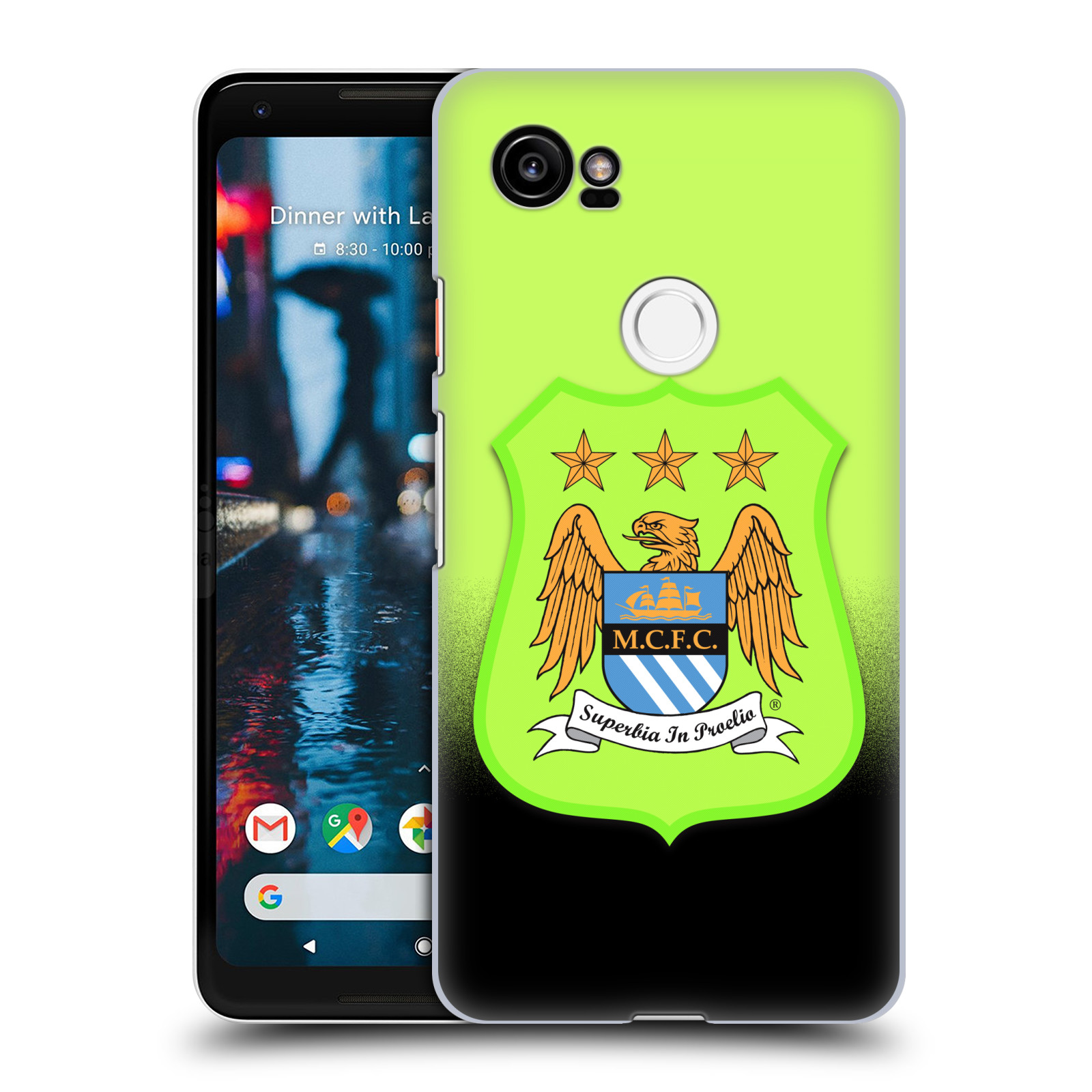 HEAD CASE plastový obal na mobil Google Pixel 2 XL Fotbalový klub Manchester City černá a zelená pozadí velký znak pták