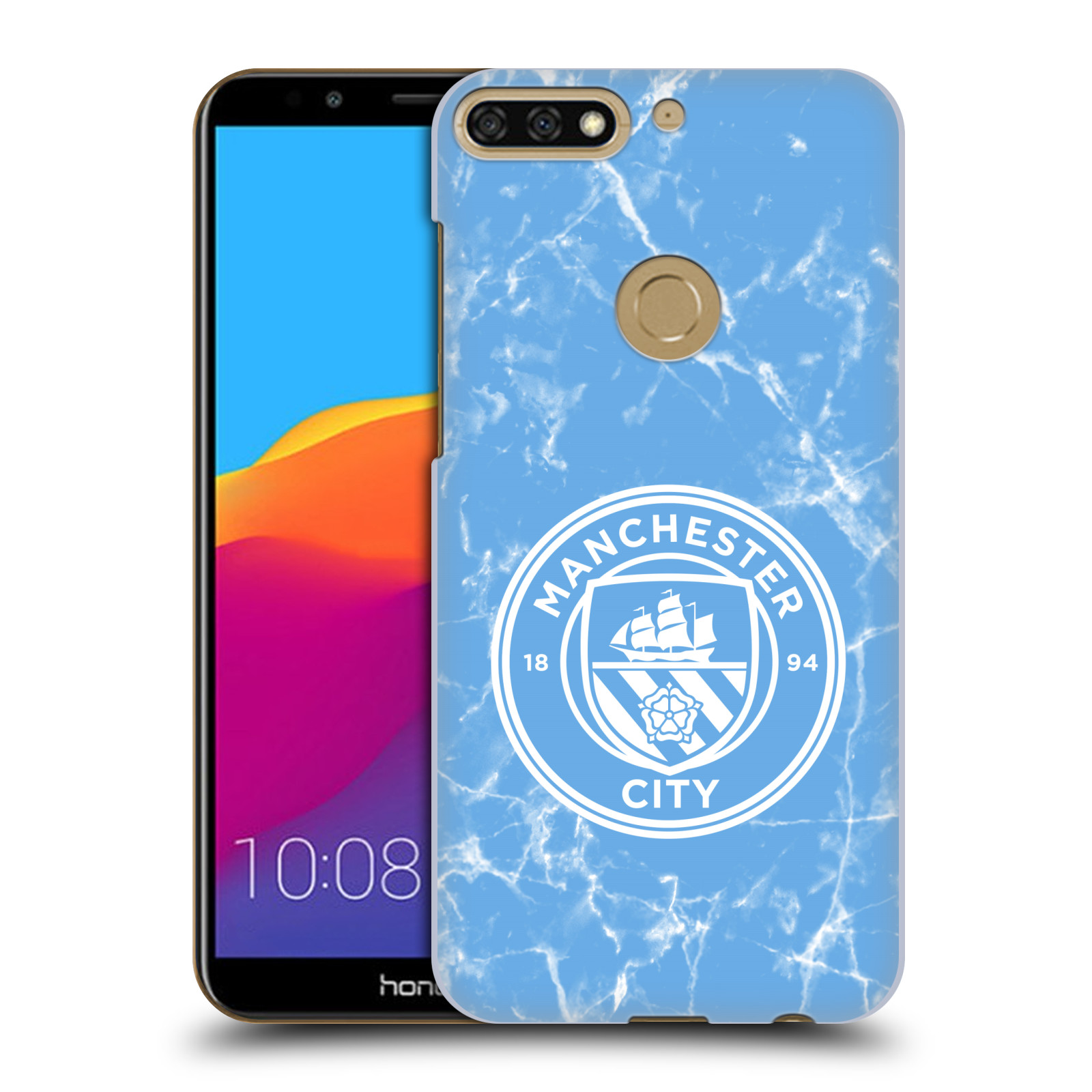 HEAD CASE plastový obal na mobil Honor 7c Fotbalový klub Manchester City modrý mramor