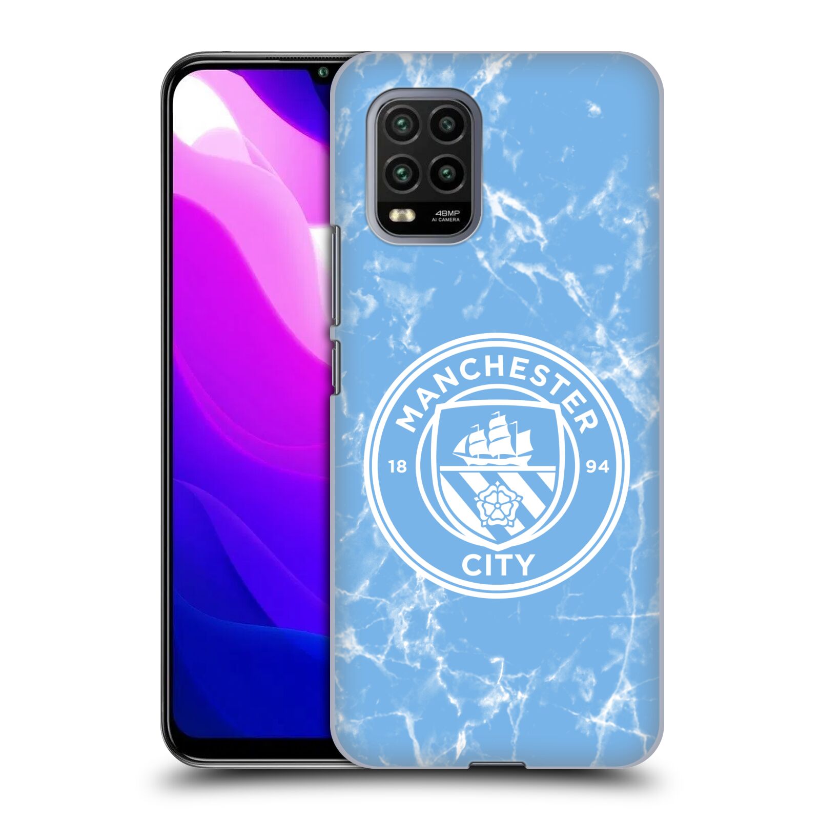 Zadní kryt, obal na mobil Xiaomi Mi 10 LITE Fotbalový klub Manchester City modrý mramor