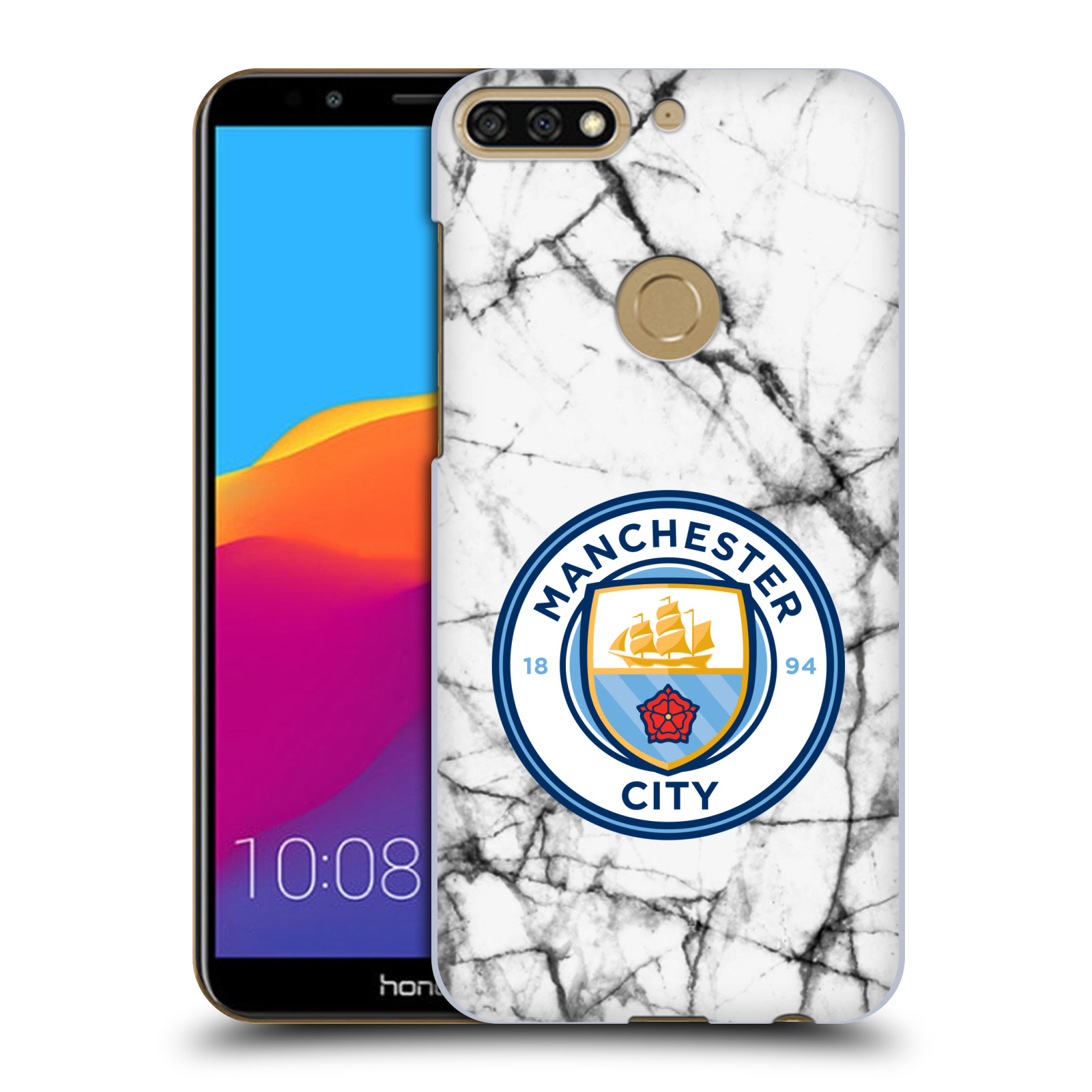 HEAD CASE plastový obal na mobil Honor 7c Fotbalový klub Manchester City bílý mramor