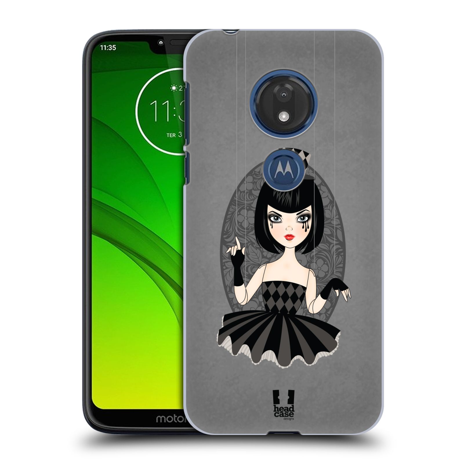 Pouzdro na mobil Motorola Moto G7 Play vzor Marioneta panenka VERONIKA ŠEDÁ