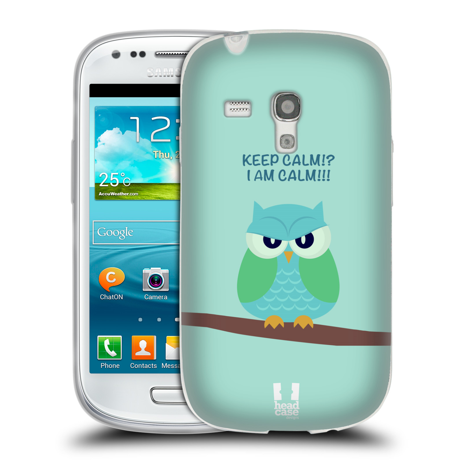 HEAD CASE silikonový obal na mobil Samsung Galaxy S3 MINI i8190 vzor Velká sovička na větvi ZELENÁ 2
