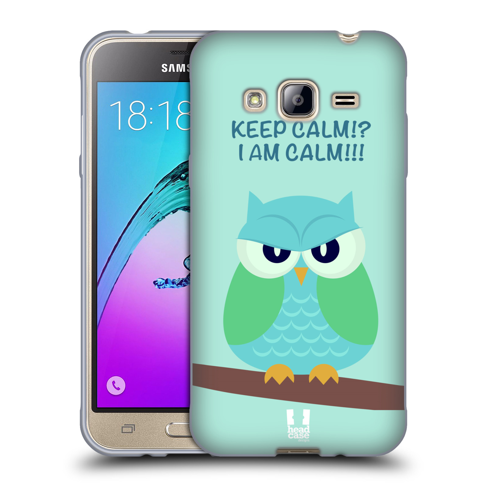 HEAD CASE silikonový obal na mobil Samsung Galaxy J3, J3 2016 vzor Velká sovička na větvi ZELENÁ 2
