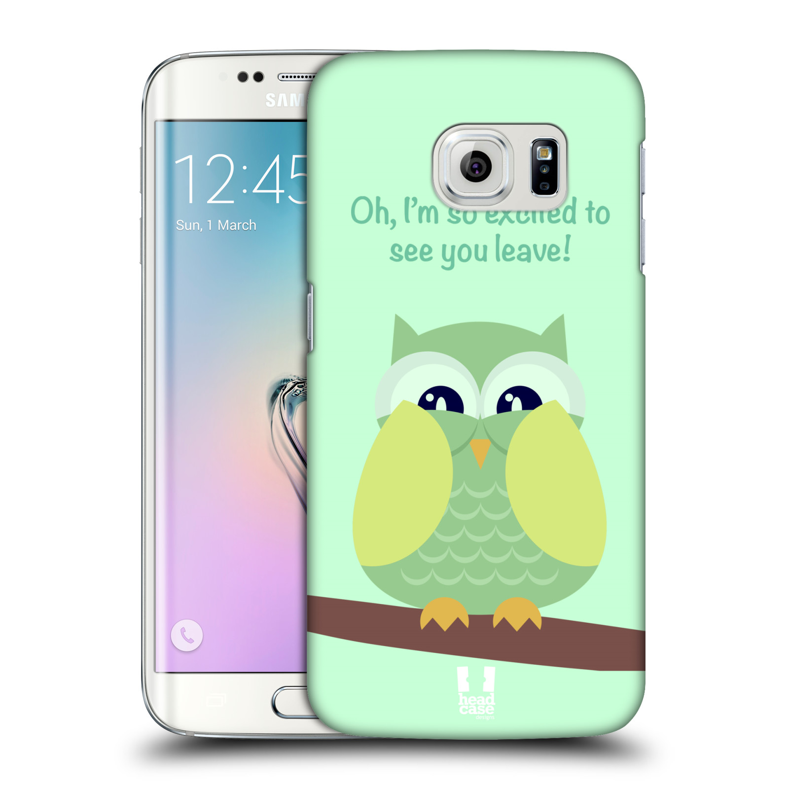 HEAD CASE plastový obal na mobil SAMSUNG Galaxy S6 EDGE (G9250, G925, G925F) vzor Velká sovička na větvi ZELENÁ