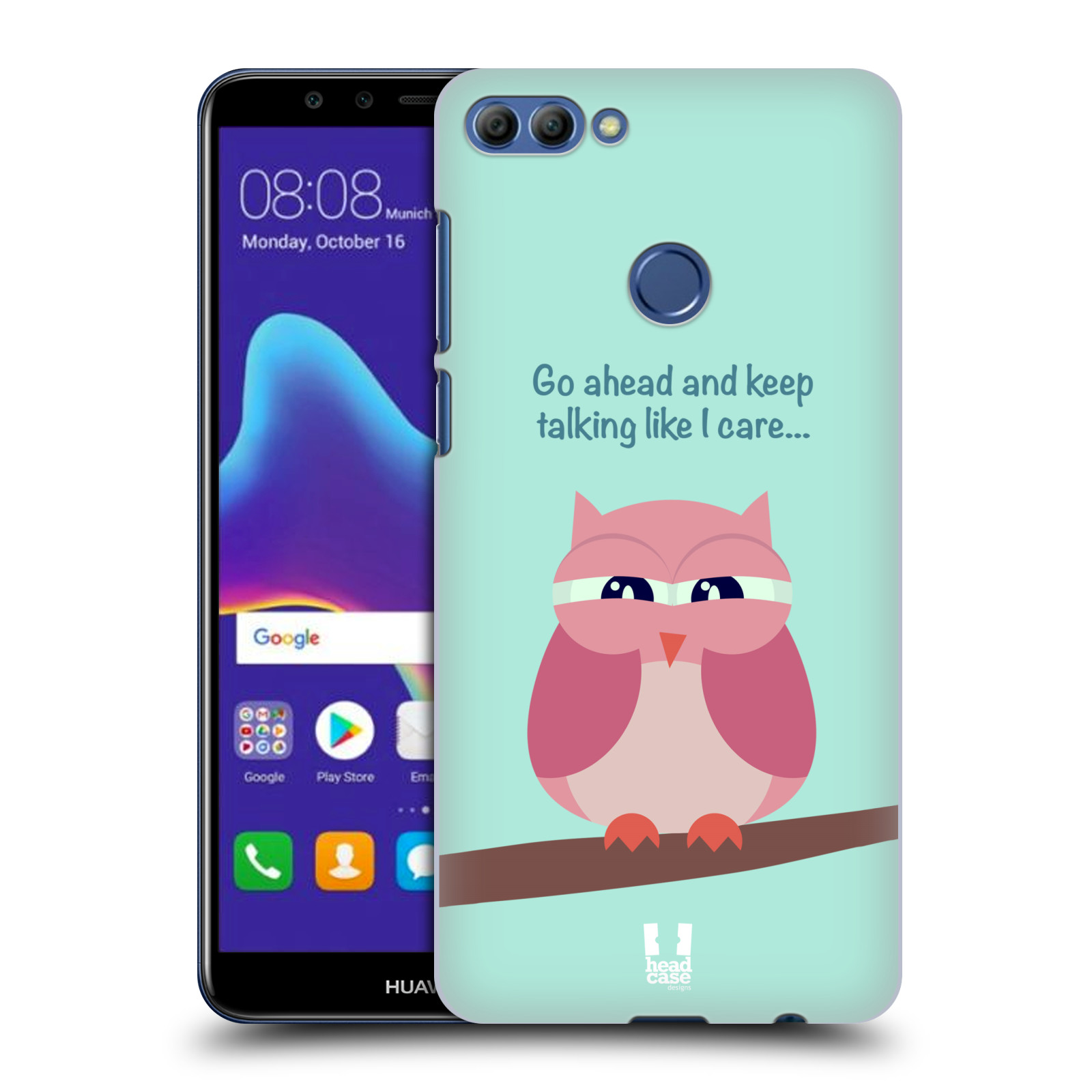 HEAD CASE plastový obal na mobil Huawei Y9 2018 vzor Velká sovička na větvi RŮŽOVÁ
