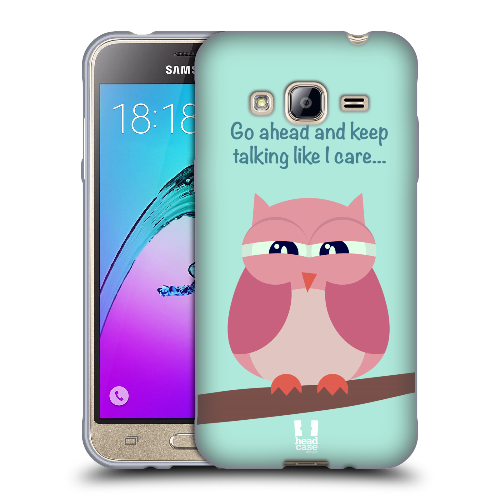 HEAD CASE silikonový obal na mobil Samsung Galaxy J3, J3 2016 vzor Velká sovička na větvi RŮŽOVÁ