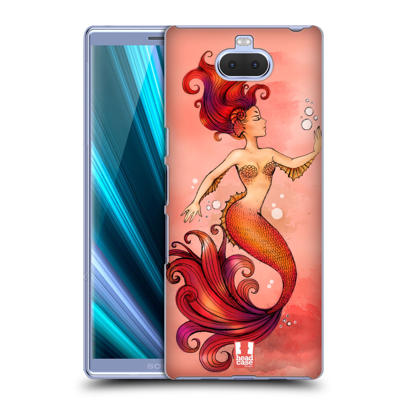 Pouzdro na mobil Sony Xperia 10 - Head Case - vzor Mořská víla červená