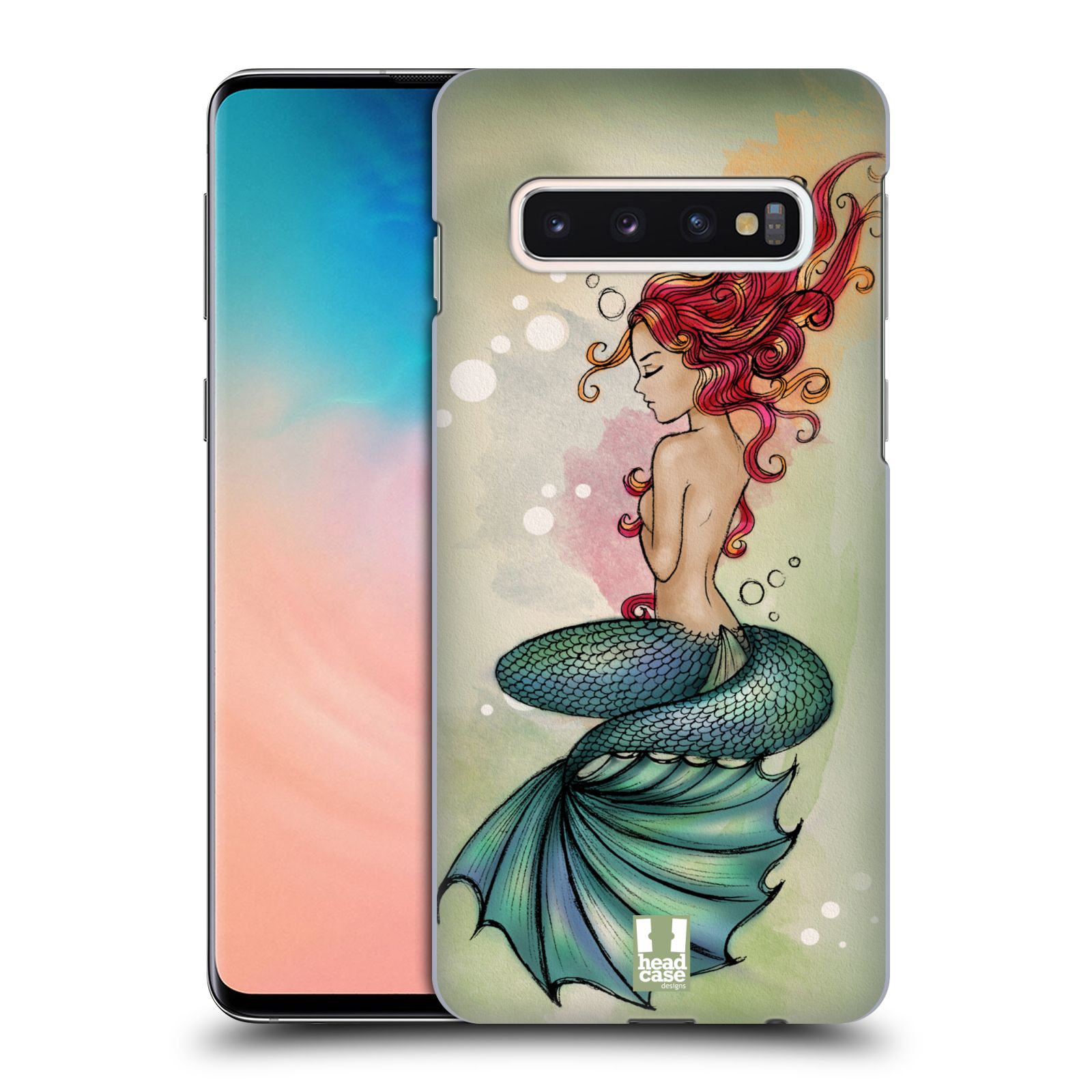 Pouzdro na mobil Samsung Galaxy S10 - HEAD CASE - vzor Mořská víla ZELENÁ