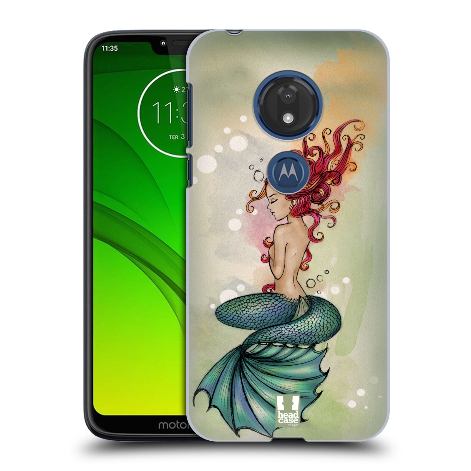 Pouzdro na mobil Motorola Moto G7 Play vzor Mořská víla ZELENÁ