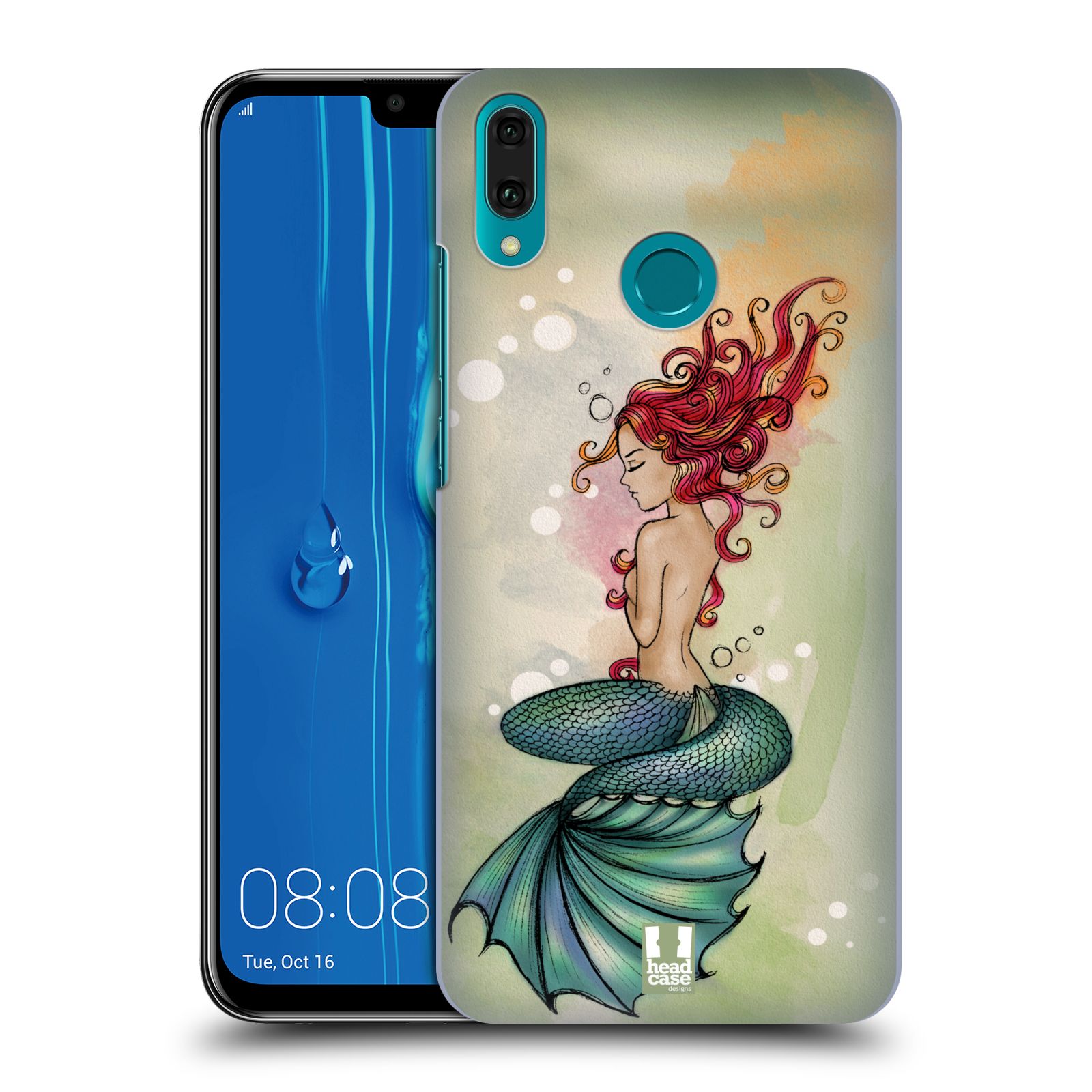 Pouzdro na mobil Huawei Y9 2019 - HEAD CASE - vzor Mořská víla ZELENÁ
