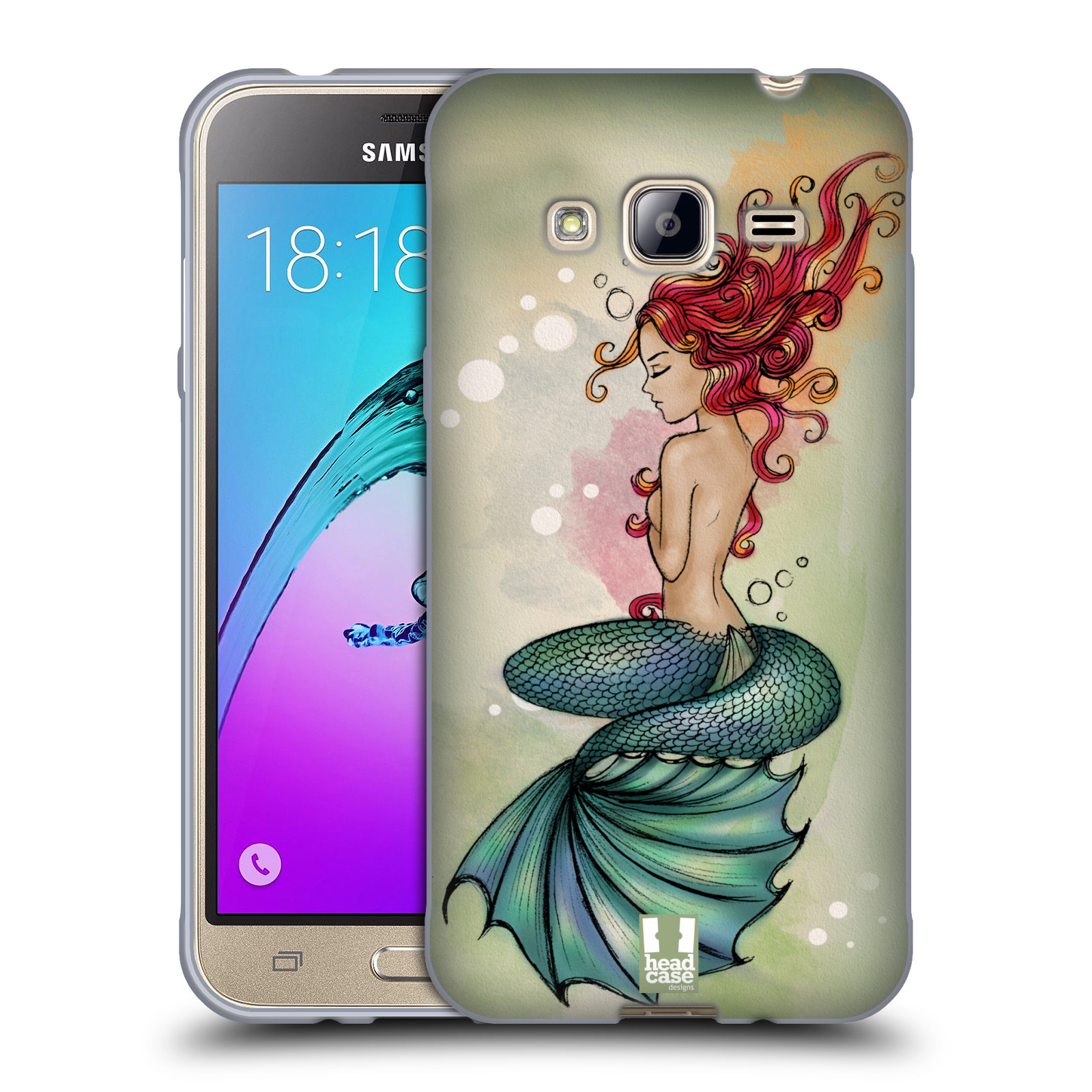 HEAD CASE silikonový obal na mobil Samsung Galaxy J3, J3 2016 vzor Mořská víla ZELENÁ