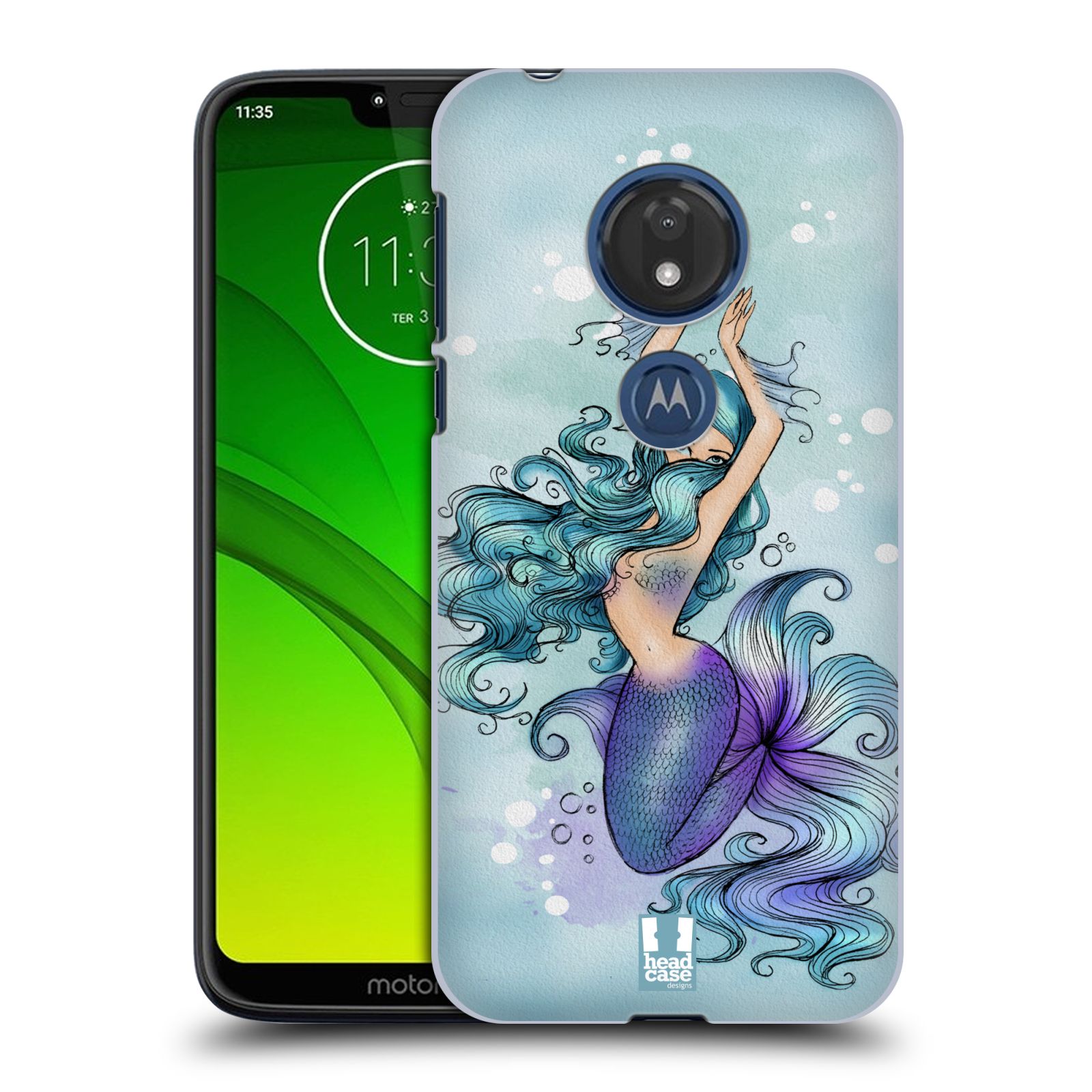 Pouzdro na mobil Motorola Moto G7 Play vzor Mořská víla MODRÁ