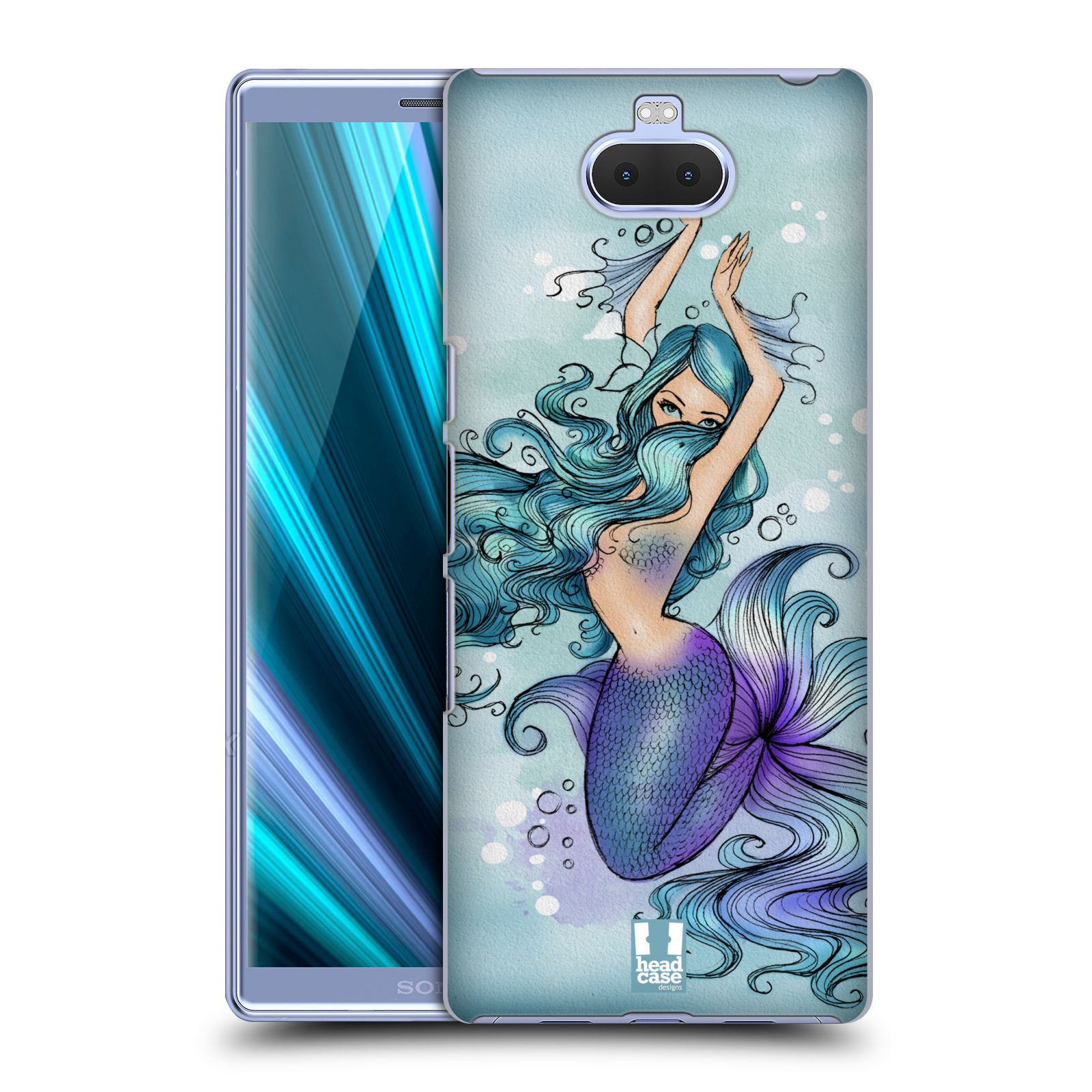 Pouzdro na mobil Sony Xperia 10 - Head Case - vzor Mořská víla MODRÁ