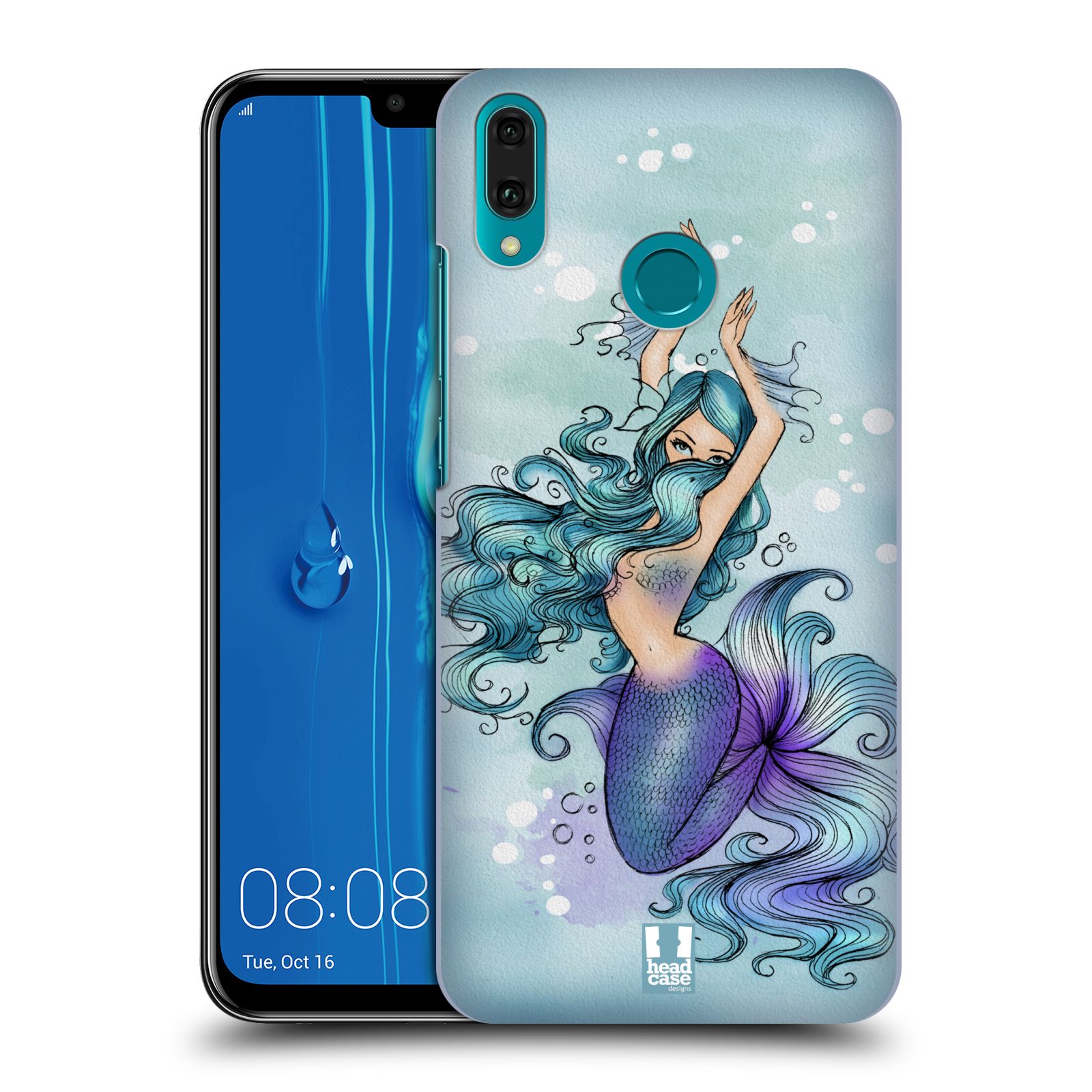 Pouzdro na mobil Huawei Y9 2019 - HEAD CASE - vzor Mořská víla MODRÁ