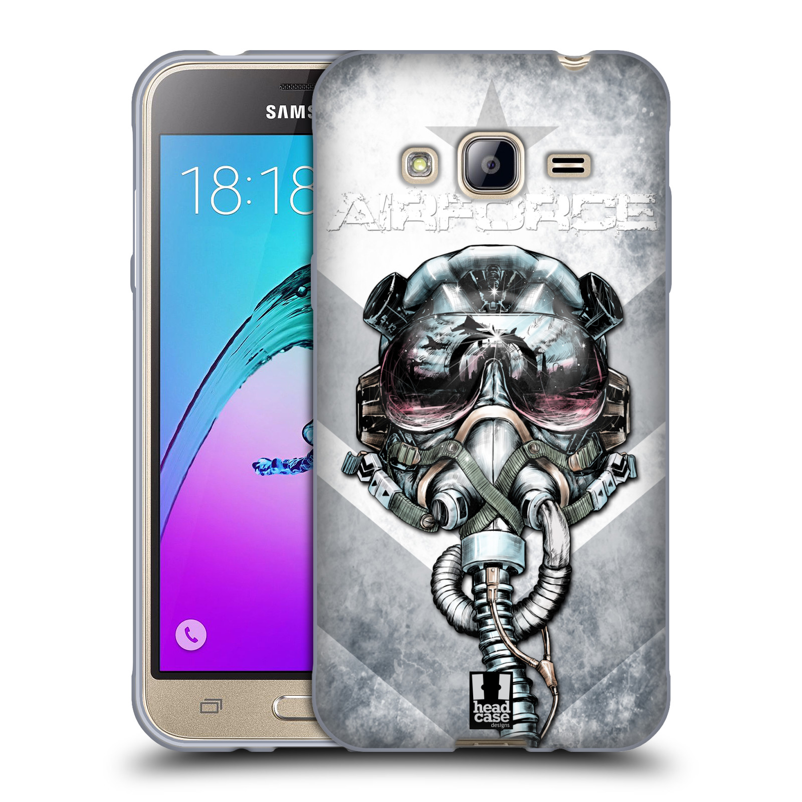 HEAD CASE silikonový obal na mobil Samsung Galaxy J3, J3 2016 vzor Kovový vzhled zrozen k létání