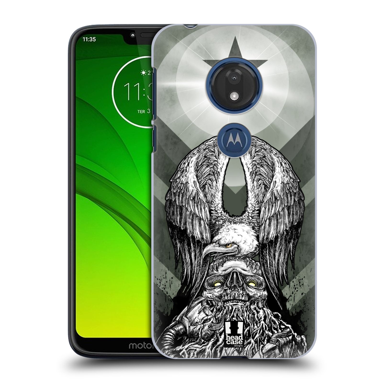 Pouzdro na mobil Motorola Moto G7 Play vzor Kovový vzhled orel
