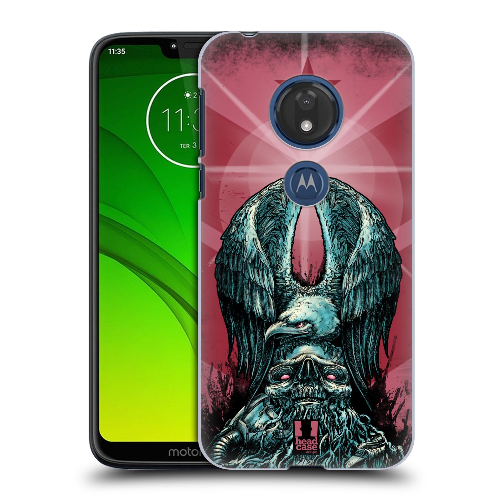Pouzdro na mobil Motorola Moto G7 Play vzor Kovový vzhled orlice