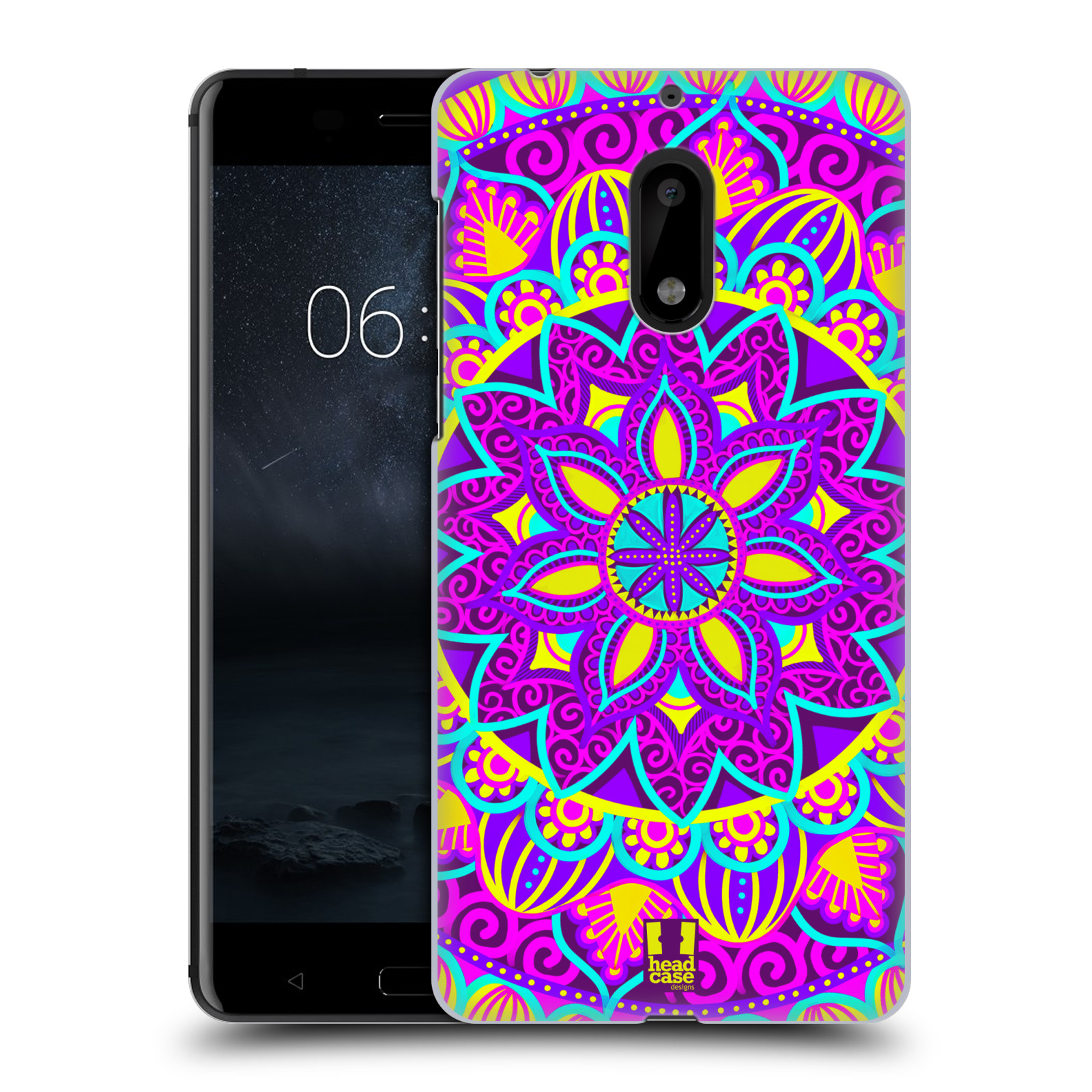 HEAD CASE plastový obal na mobil Nokia 6 vzor Indie Mandala květinový motiv FIALOVÁ KVĚTINA