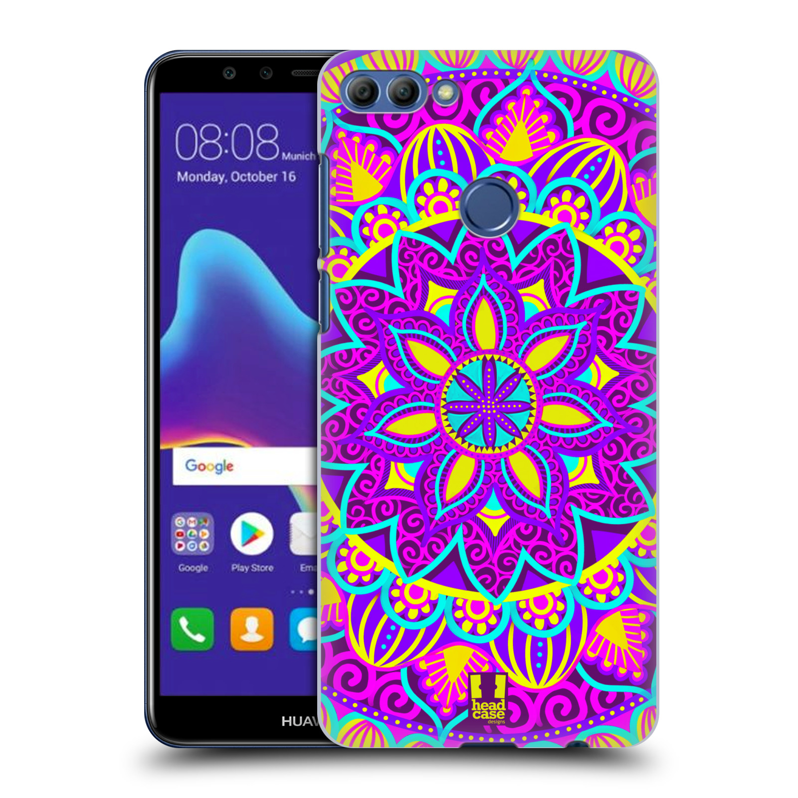 HEAD CASE plastový obal na mobil Huawei Y9 2018 vzor Indie Mandala květinový motiv FIALOVÁ KVĚTINA