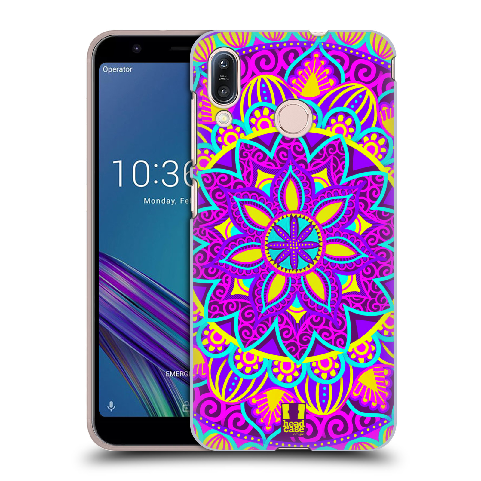 Pouzdro na mobil Asus Zenfone Max M1 (ZB555KL) - HEAD CASE - vzor Indie Mandala květinový motiv FIALOVÁ KVĚTINA