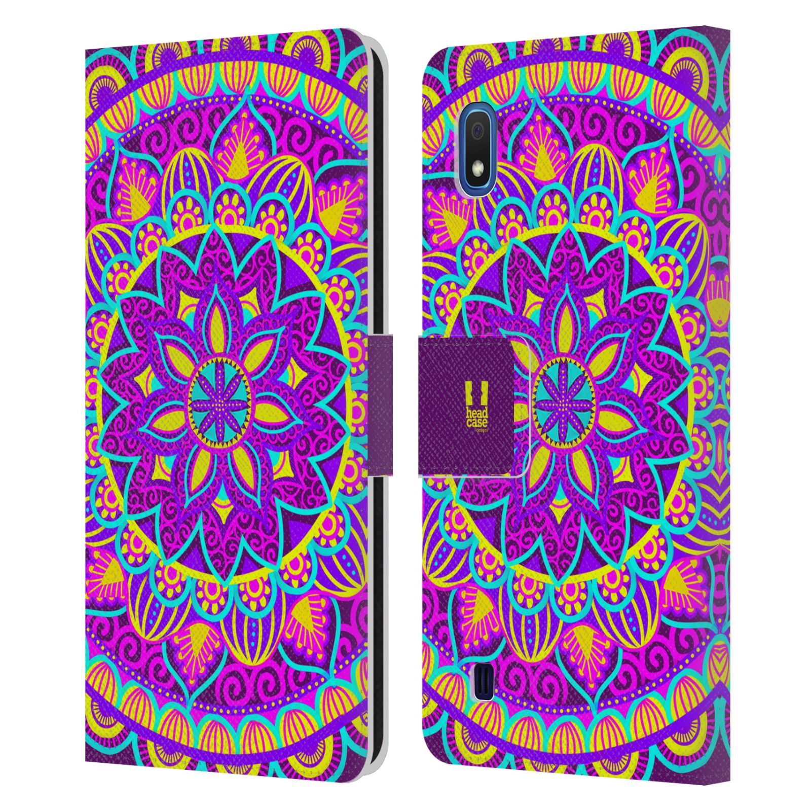Pouzdro na mobil Samsung Galaxy A10 květinová mandala barevná fialová