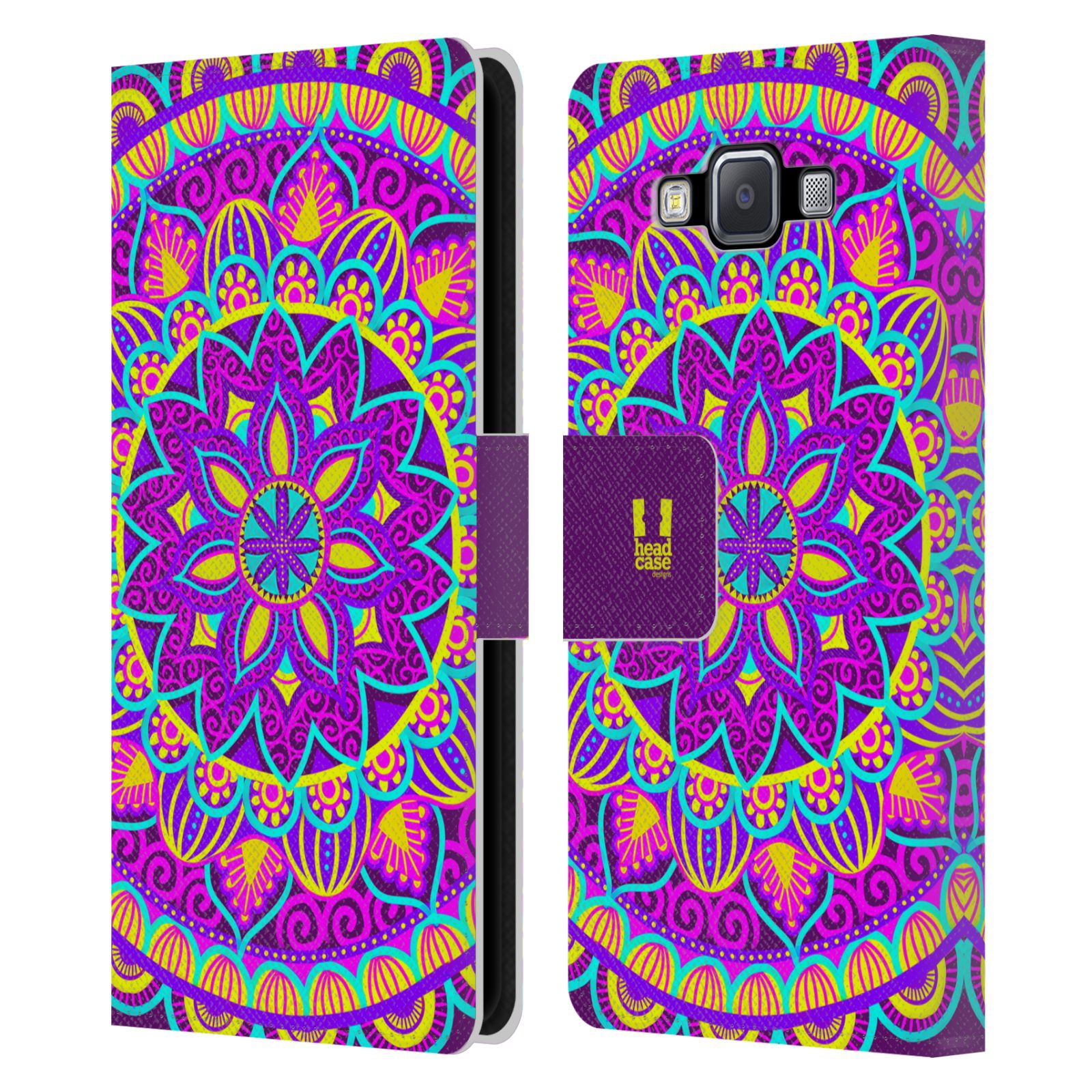 HEAD CASE Flipové pouzdro pro mobil Samsung Galaxy A5 květinová mandala barevná fialová