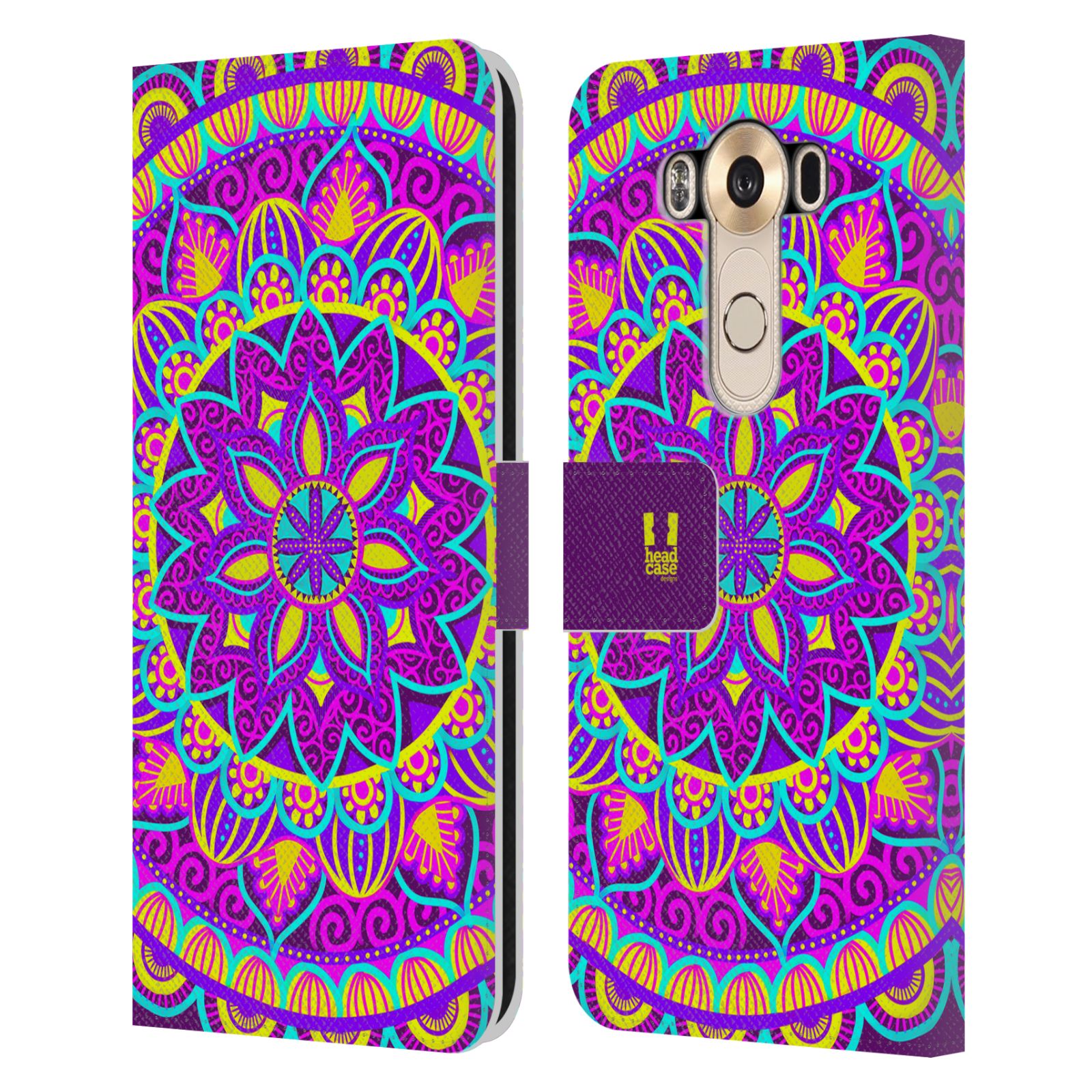 HEAD CASE Flipové pouzdro pro mobil LG V10 květinová mandala barevná fialová