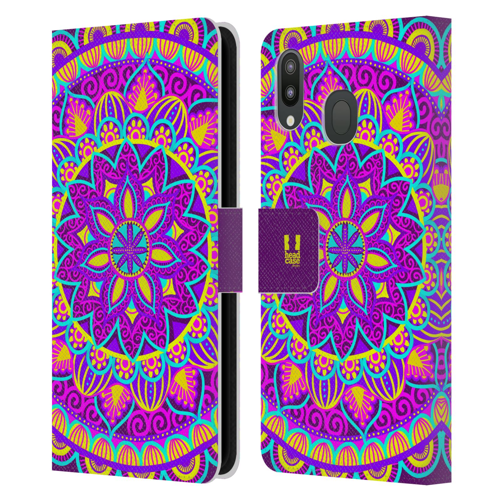 Pouzdro na mobil Samsung Galaxy M20 květinová mandala barevná fialová