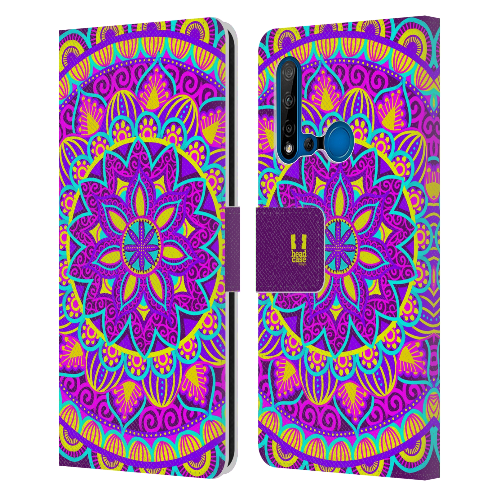 Pouzdro na mobil Huawei P20 LITE 2019 květinová mandala barevná fialová