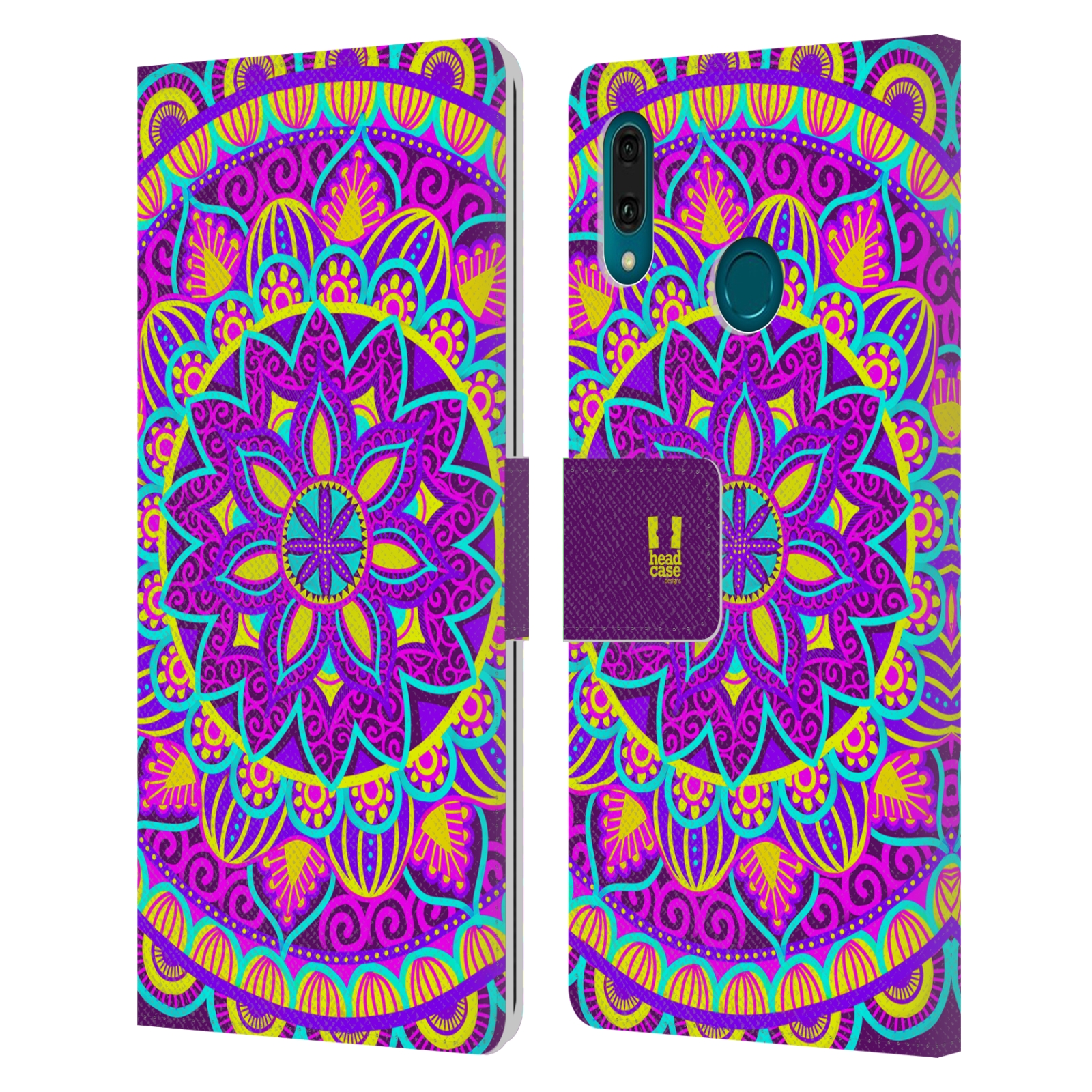 Pouzdro na mobil Huawei Y9 2019 květinová mandala barevná fialová