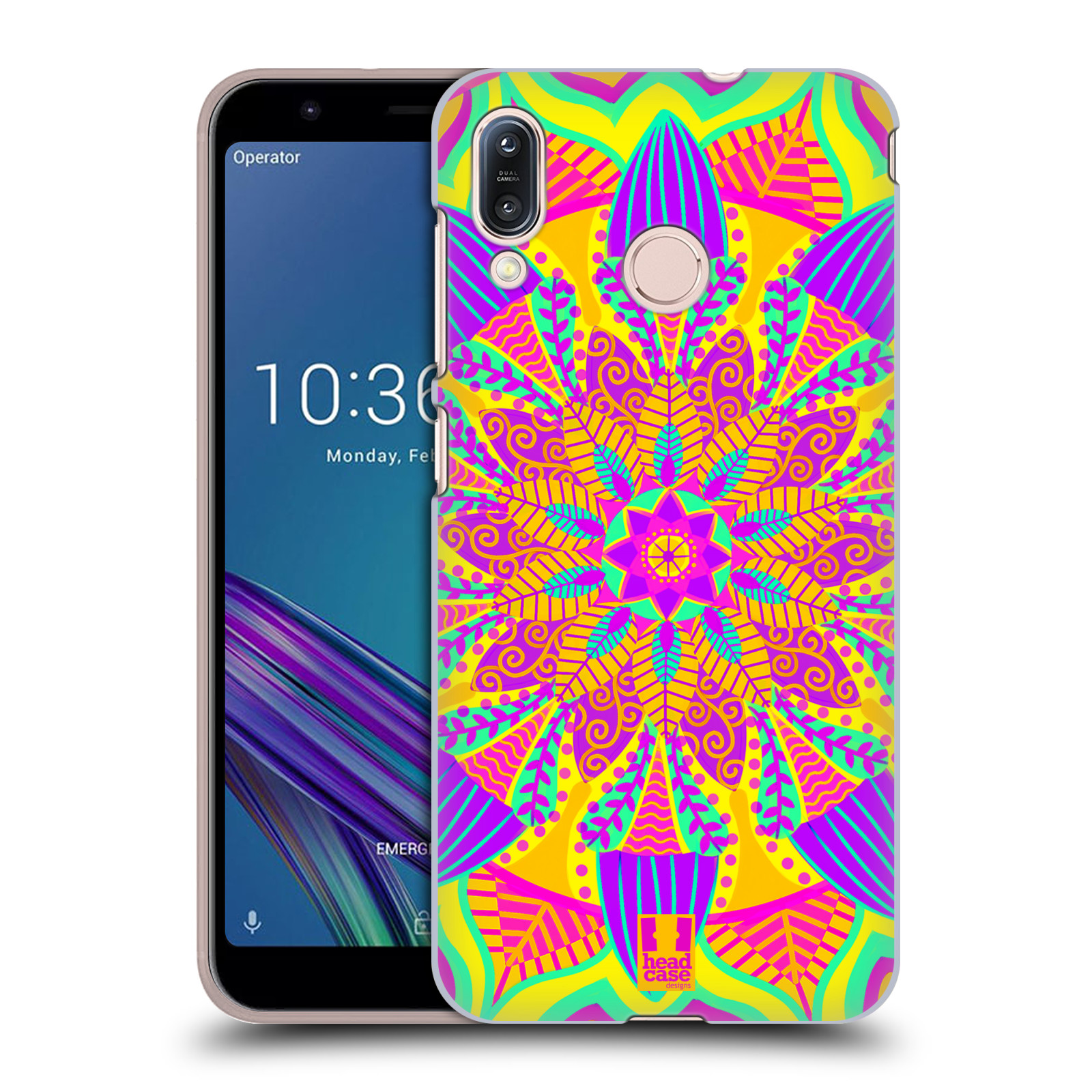 Pouzdro na mobil Asus Zenfone Max M1 (ZB555KL) - HEAD CASE - vzor Indie Mandala květinový motiv VÝCHOD SLUNCE LIMETKOVÁ