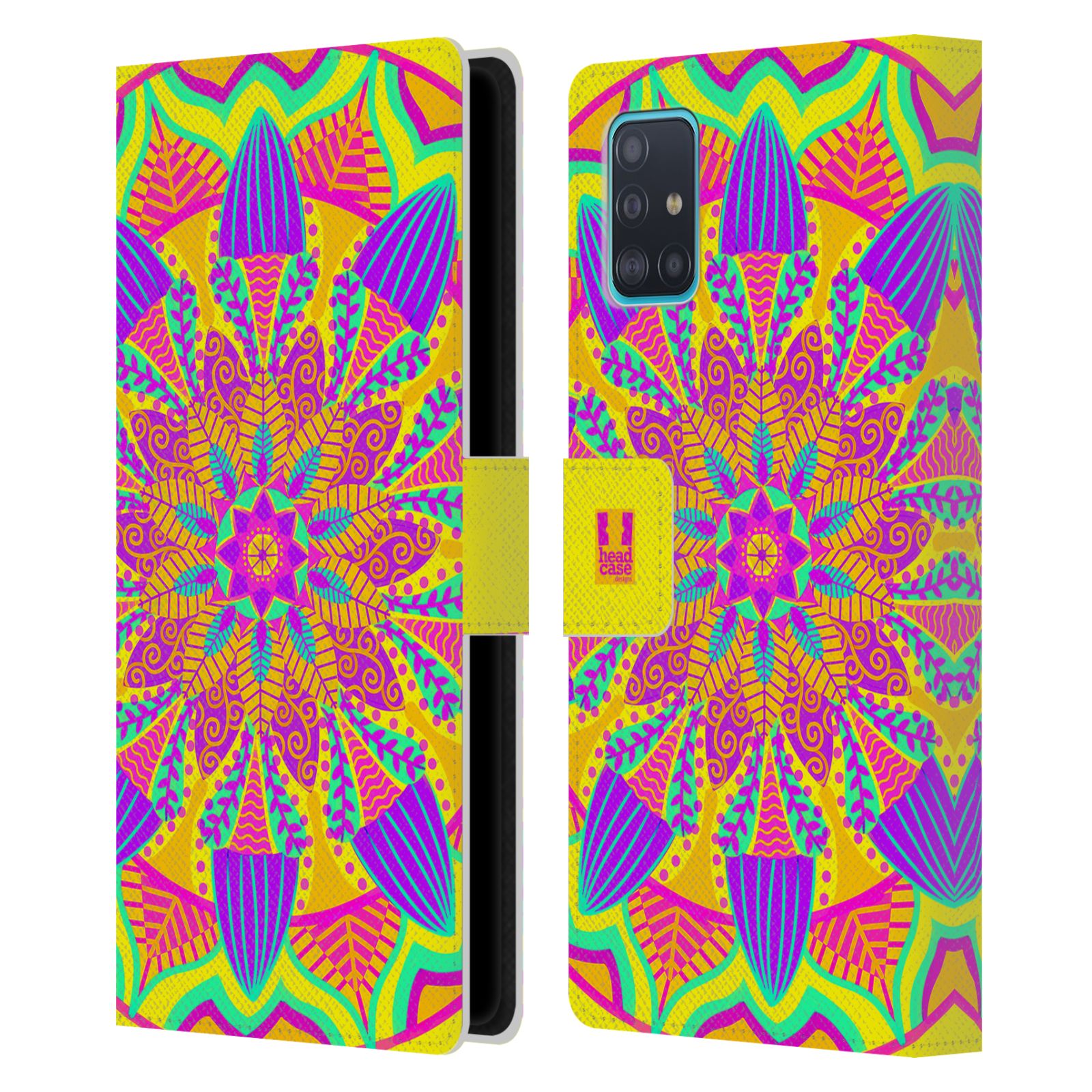 Pouzdro na mobil Samsung Galaxy A51 (A515F) květinová mandala barevná fialová a zelená
